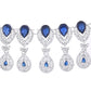 VOJ Silver-Plated Blue AD-Studded Tear Drop Shape Jewellery Set - Swadesiicart
