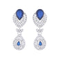 VOJ Silver-Plated Blue AD-Studded Tear Drop Shape Jewellery Set - Swadesiicart