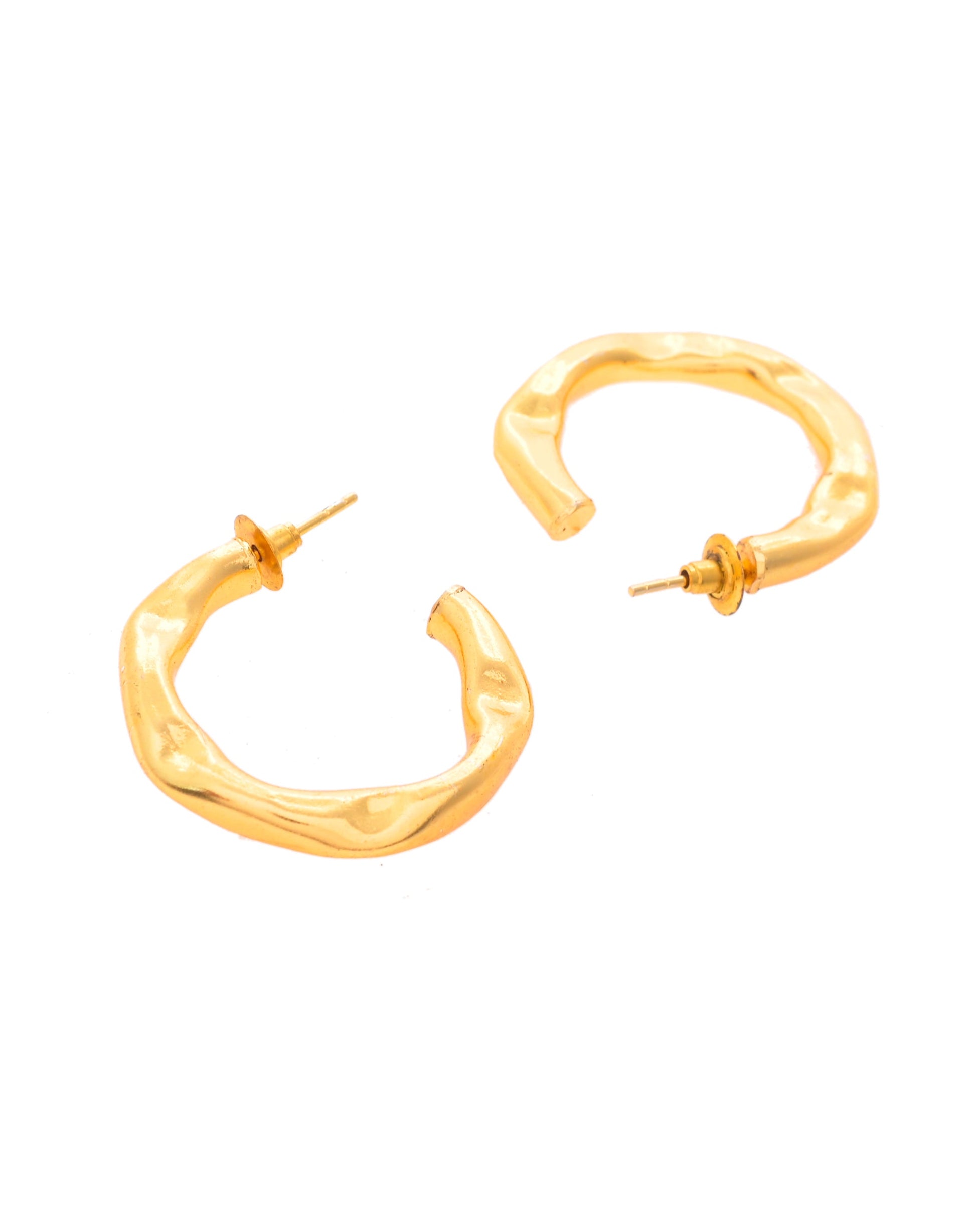 VOJ Gold-Polished Classic Half Hoop Earrings - Swadesiicart