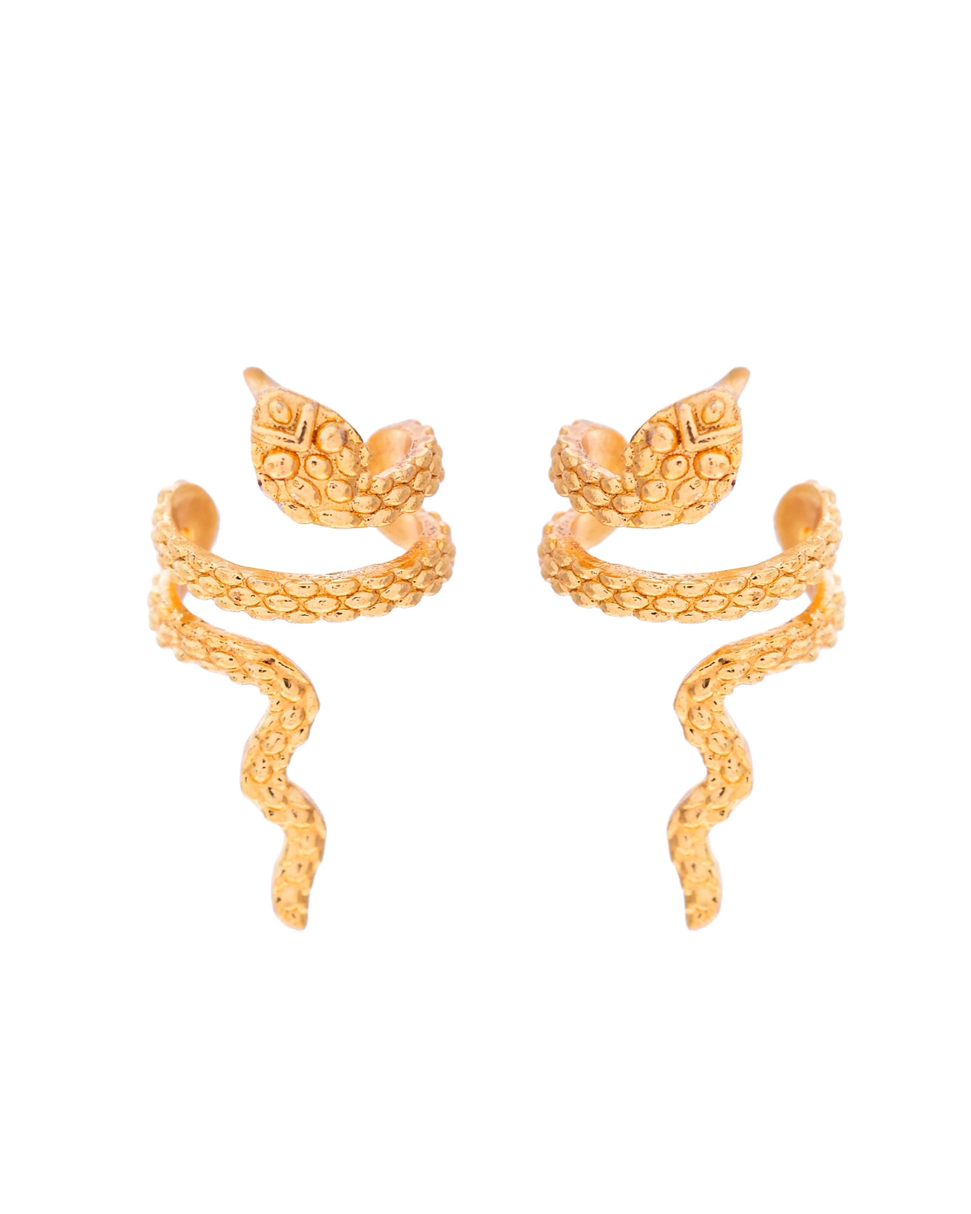 VOJ Gold-Polished Anti Tarnish Snake Earrings - Swadesiicart