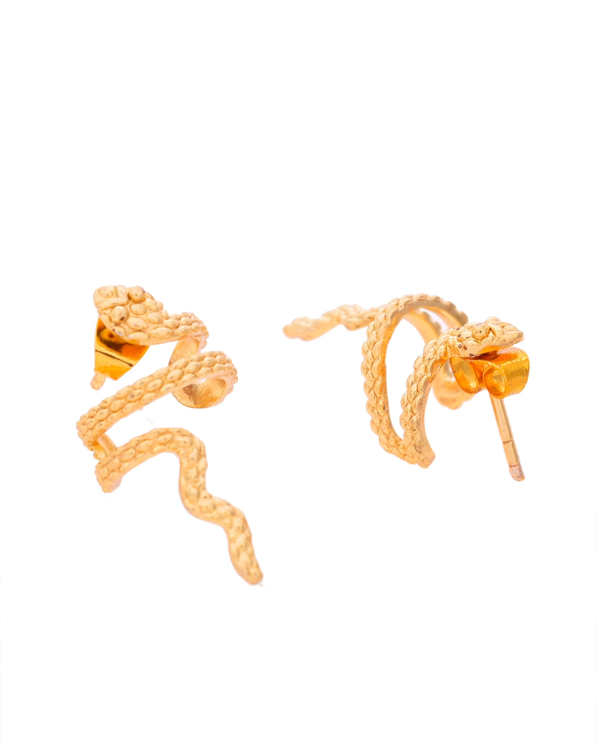 VOJ Gold-Polished Anti Tarnish Snake Earrings - Swadesiicart