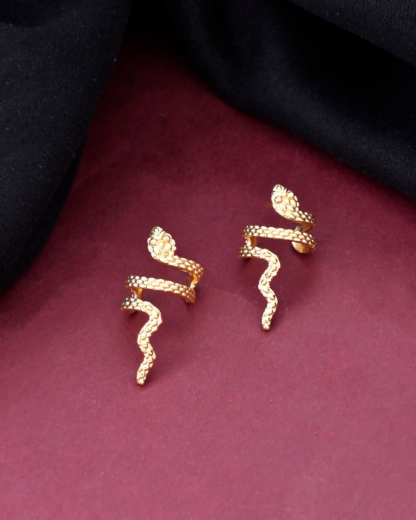 VOJ Gold-Polished Anti Tarnish Snake Earrings - Swadesiicart
