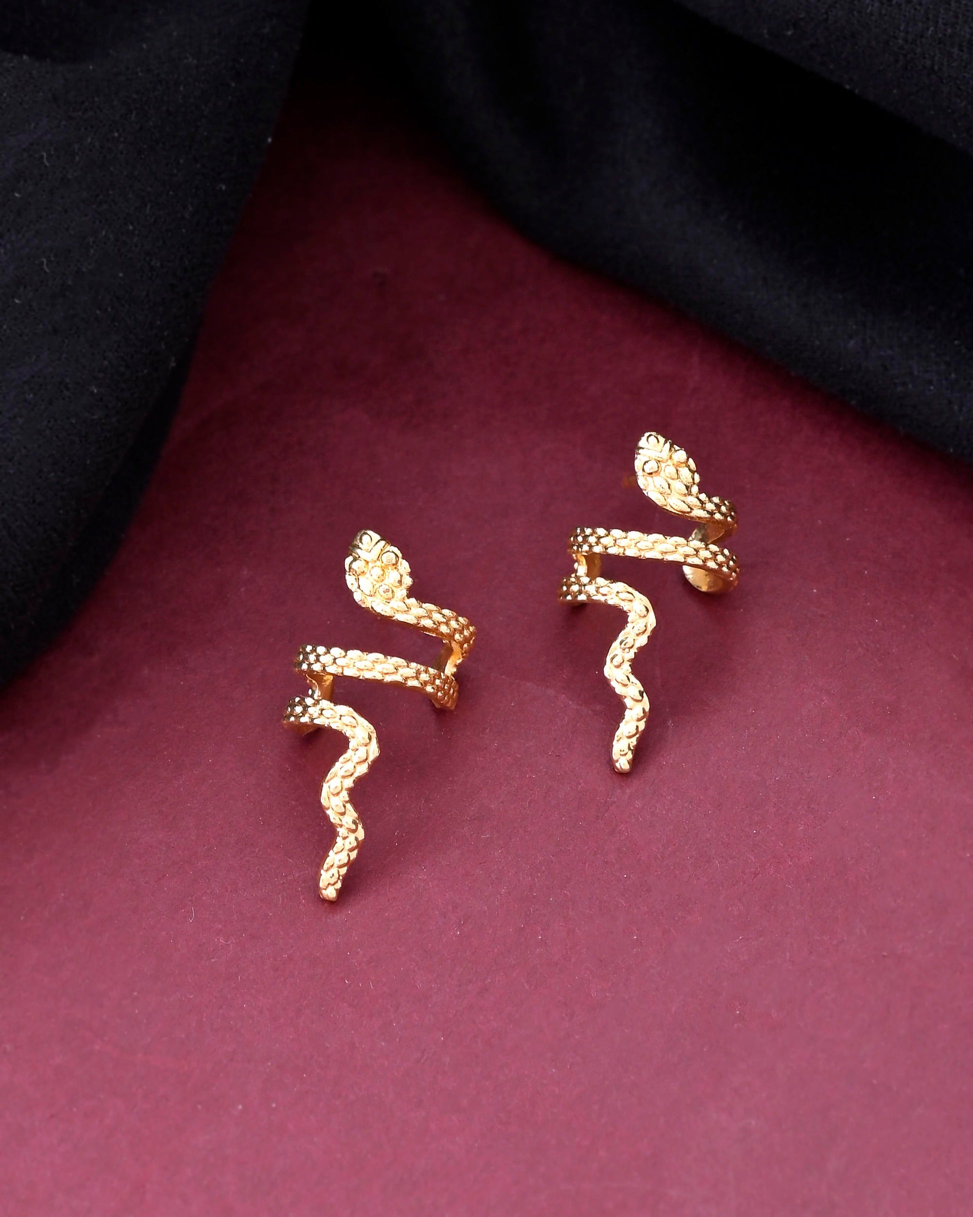 VOJ Gold-Polished Anti Tarnish Snake Earrings - Swadesiicart