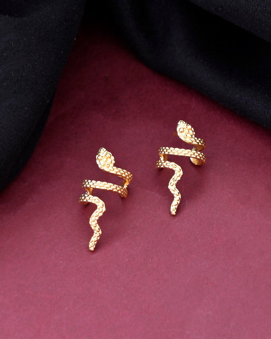 VOJ Gold-Polished Anti Tarnish Snake Earrings - Swadesiicart