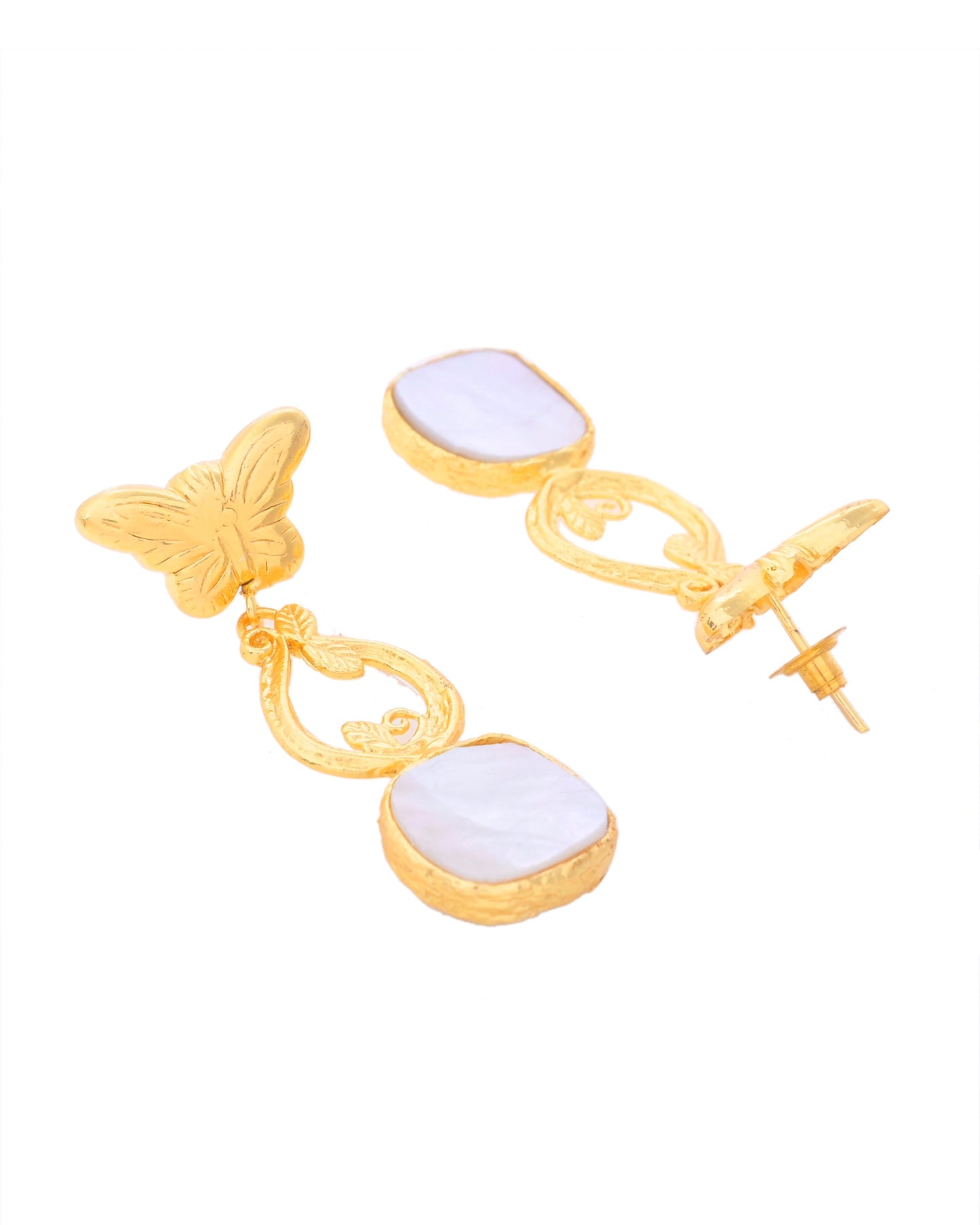 VOJ Gold-Polished Stone Studded Designer Anti Tarnish Earrings - Swadesiicart