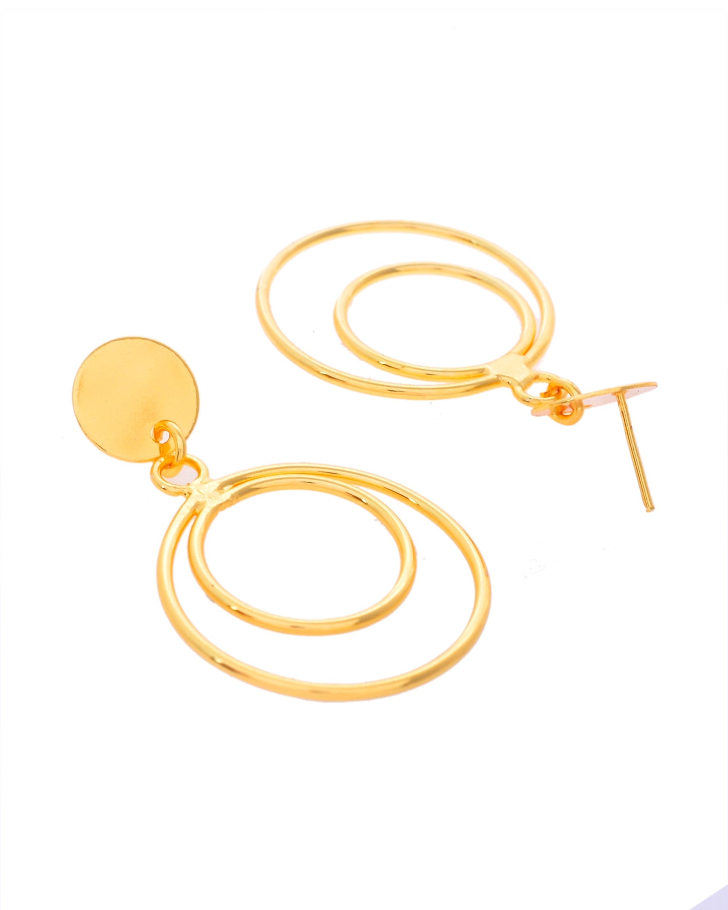VOJ Gold-Polished Anti Tarnish Circle Stud Earrings - Swadesiicart