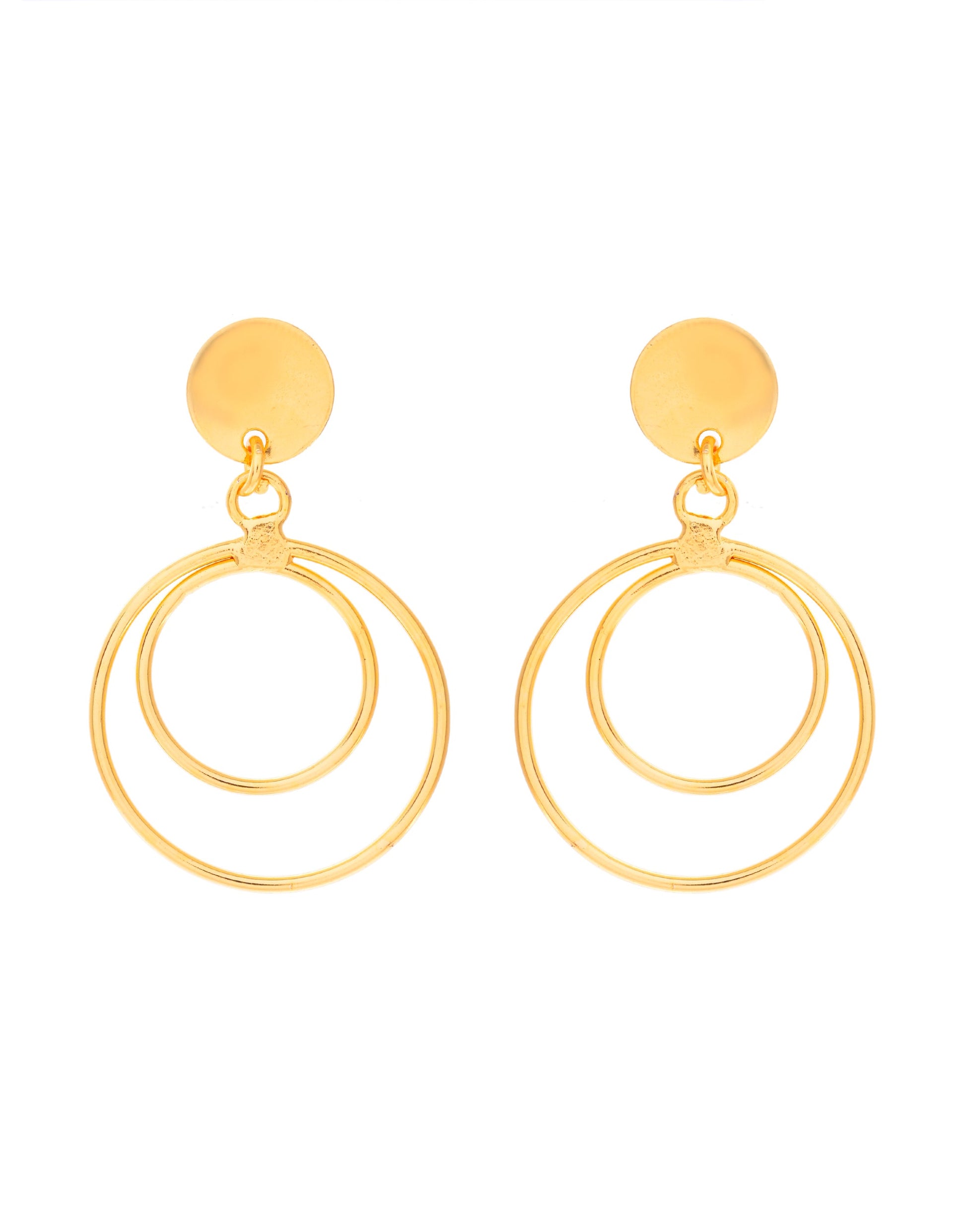 VOJ Gold-Polished Anti Tarnish Circle Stud Earrings - Swadesiicart