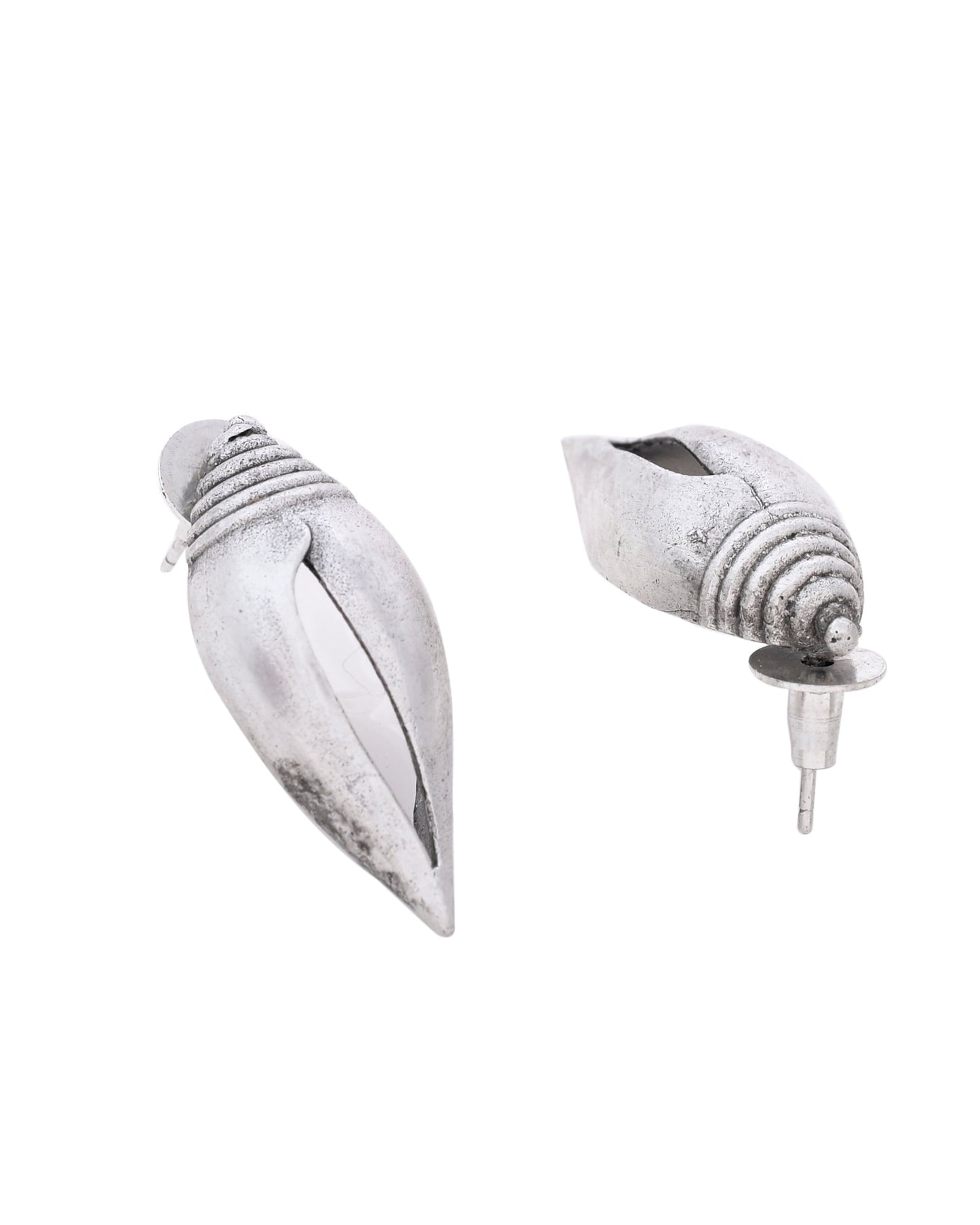 VOJ Silver Plted Classic Shankh Shape Earrings - Swadesiicart
