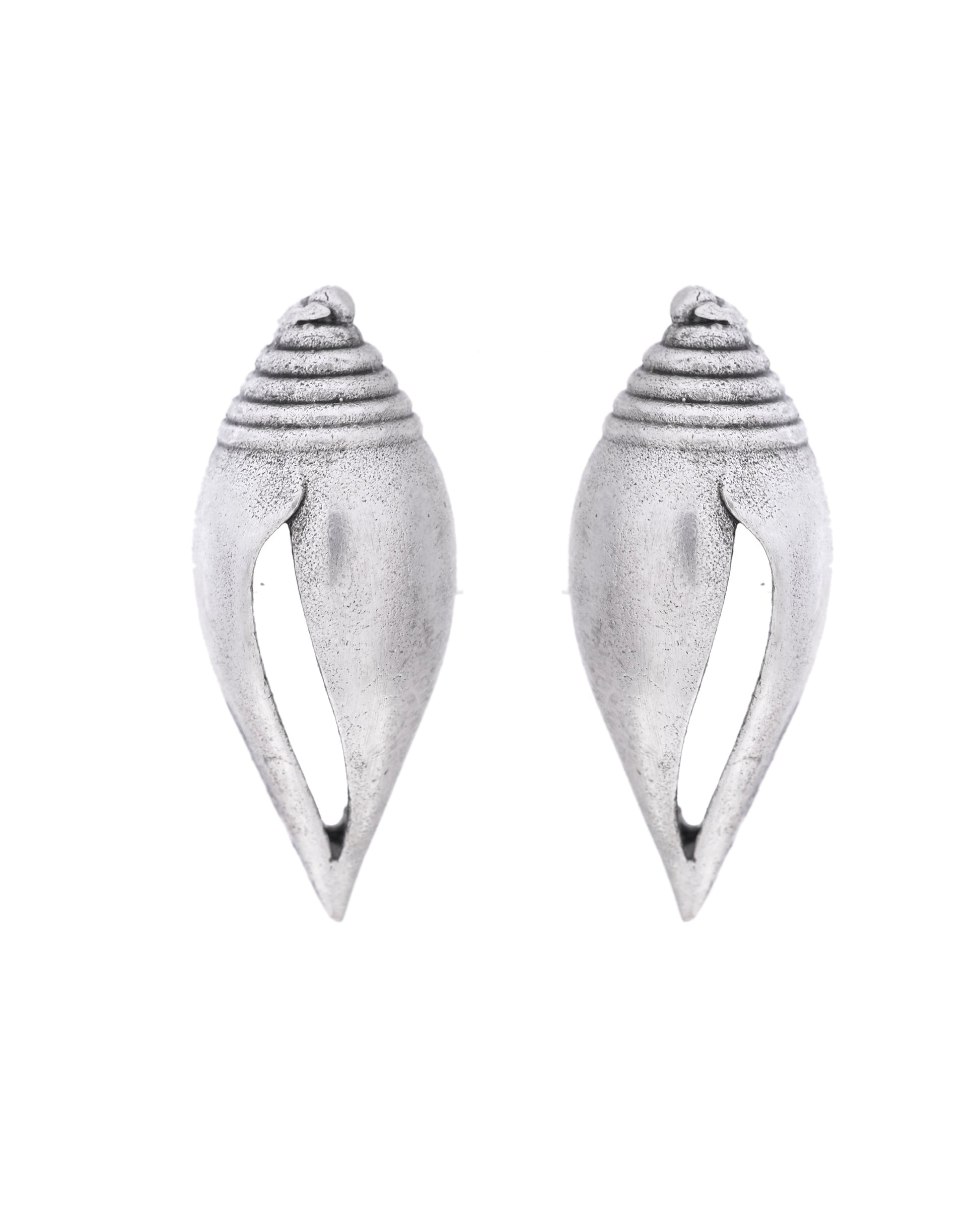 VOJ Silver Plted Classic Shankh Shape Earrings - Swadesiicart