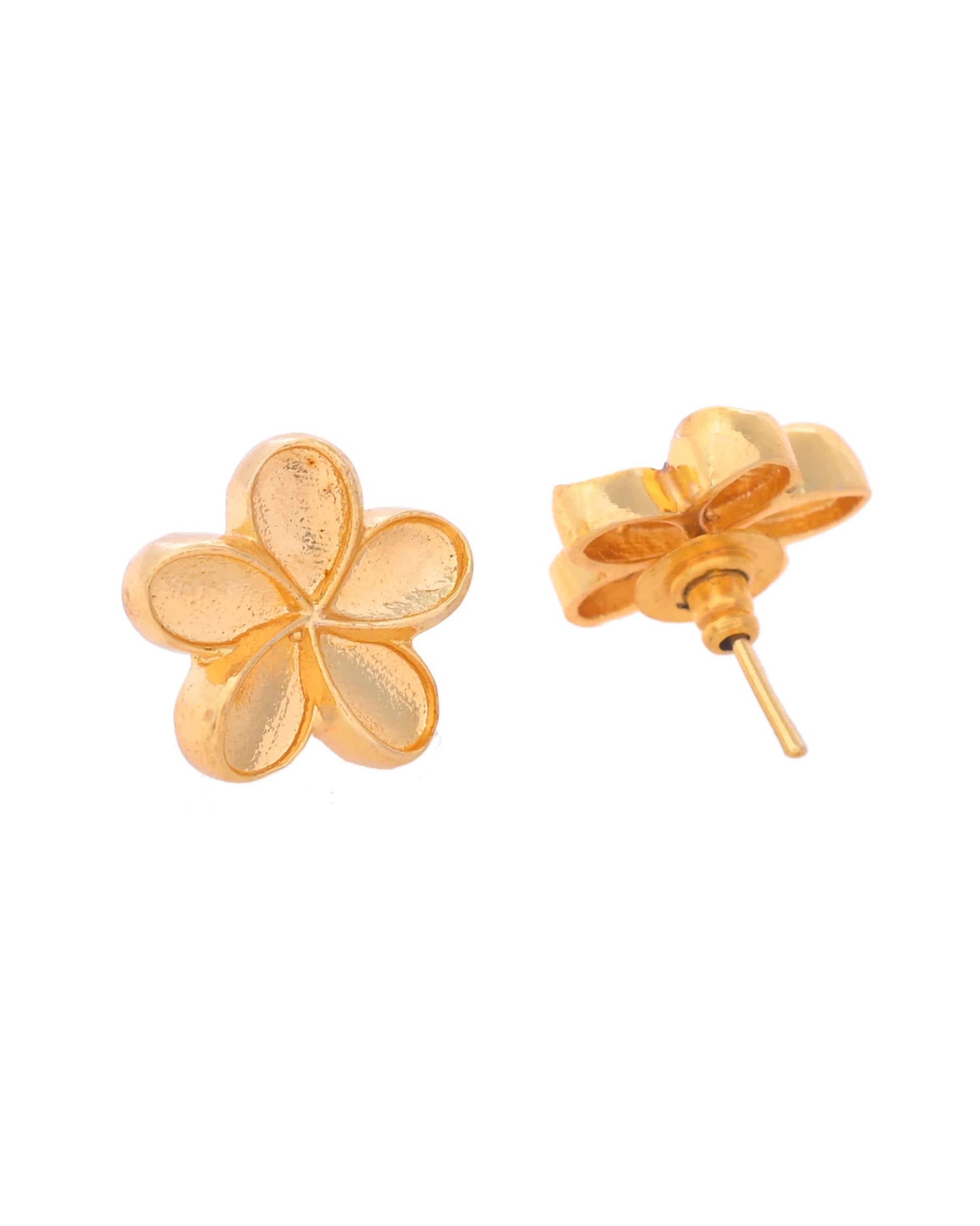 VOJ Gold-Polished Flower Shape Anti Tarnish Studs Earrings - Swadesiicart