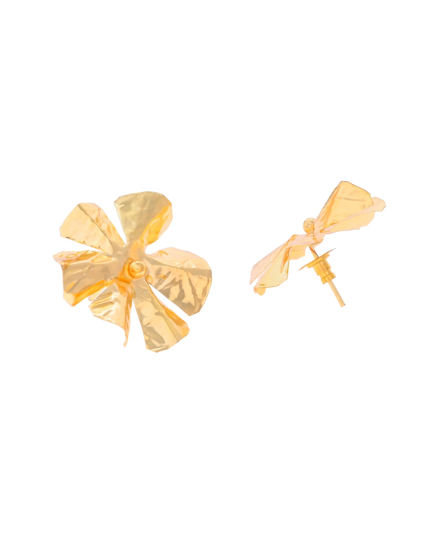 VOJ Gold-Toned Floral Studs Earrings - Swadesiicart