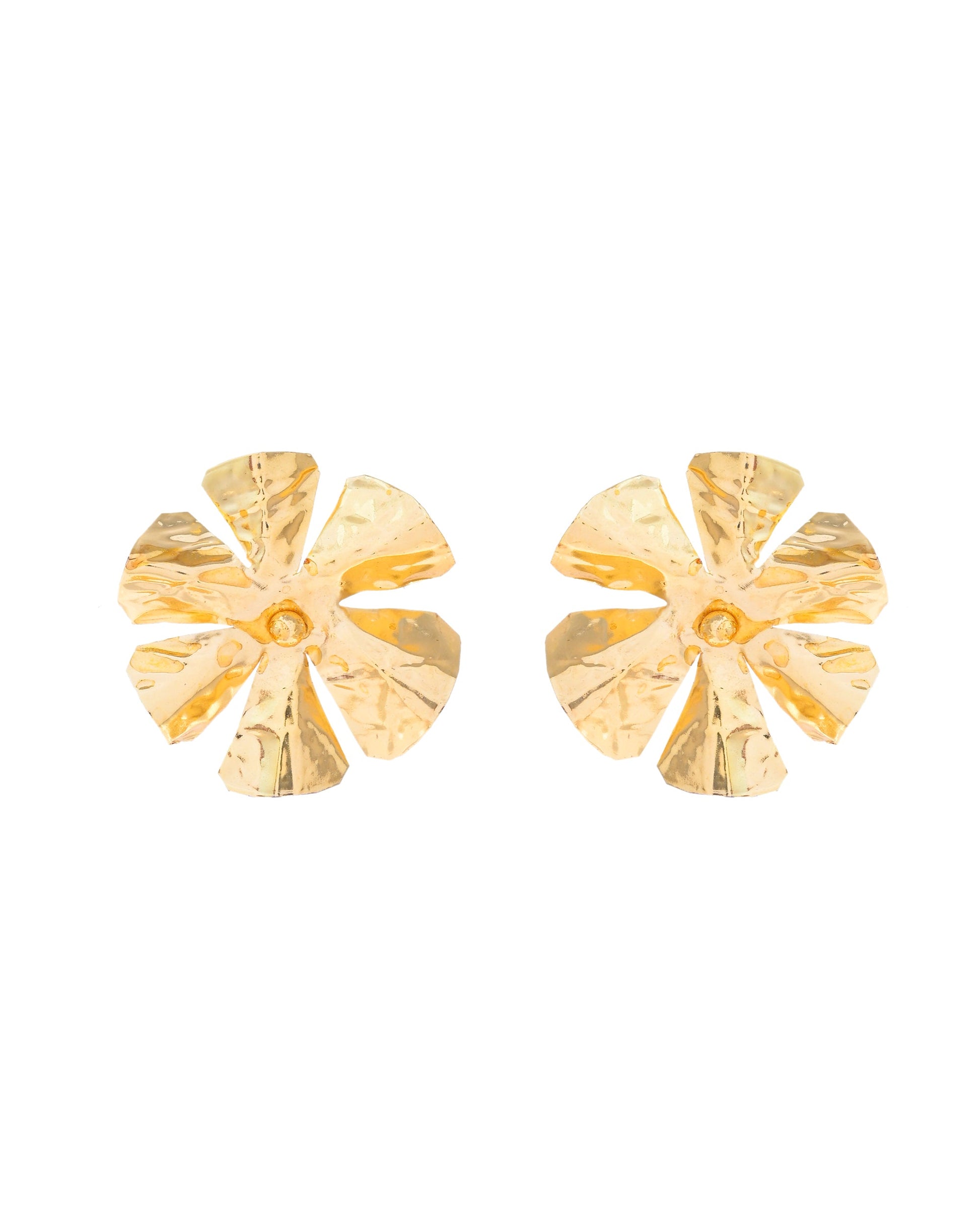 VOJ Gold-Toned Floral Studs Earrings - Swadesiicart