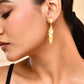 VOJ Gold-Toned Anti Tarnish Leafs Drop Earrings - Swadesiicart