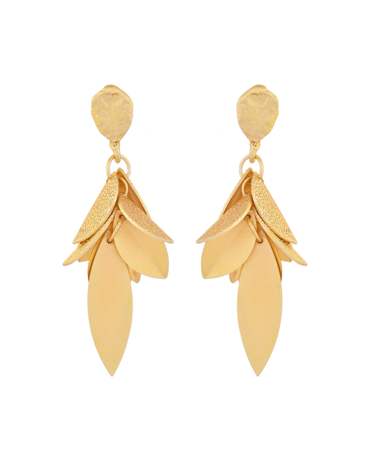 VOJ Gold-Toned Anti Tarnish Leafs Drop Earrings - Swadesiicart
