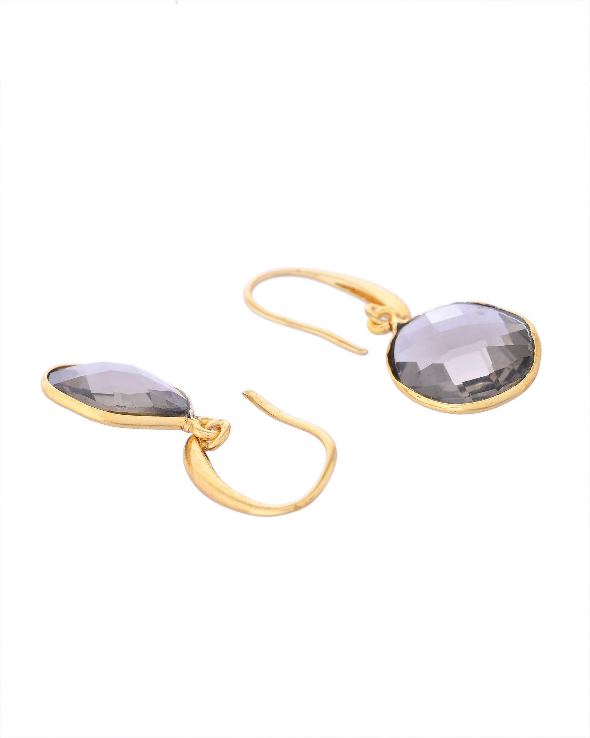 VOJ Gold-Polished Classic Stone Studded Drop Earrings - Swadesiicart