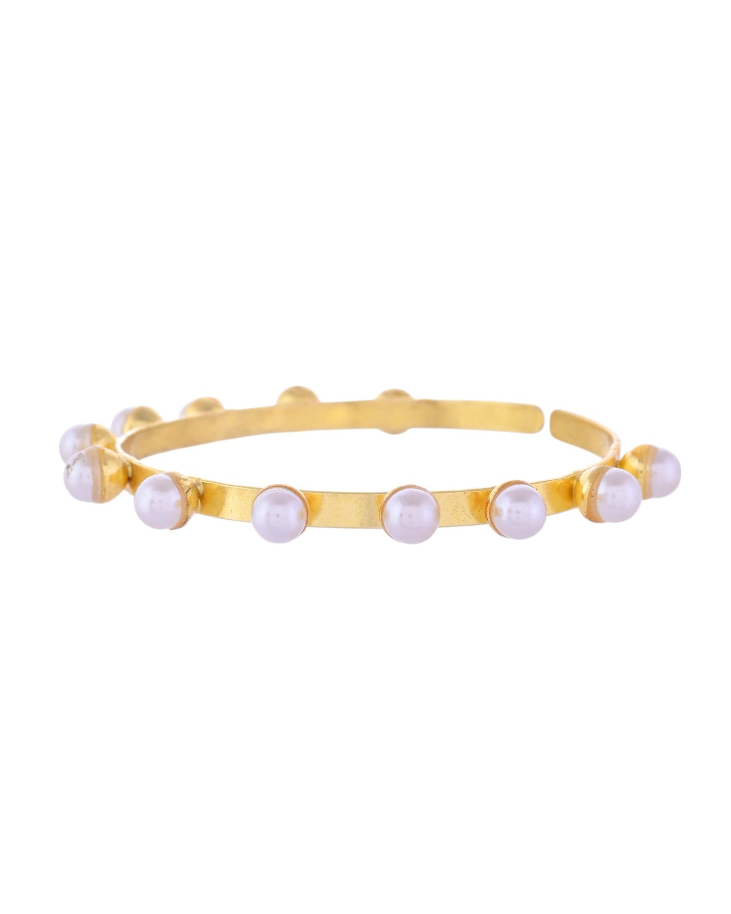 VOJ Gold-Polished Pearl Studded Kada Barcelet - Swadesiicart