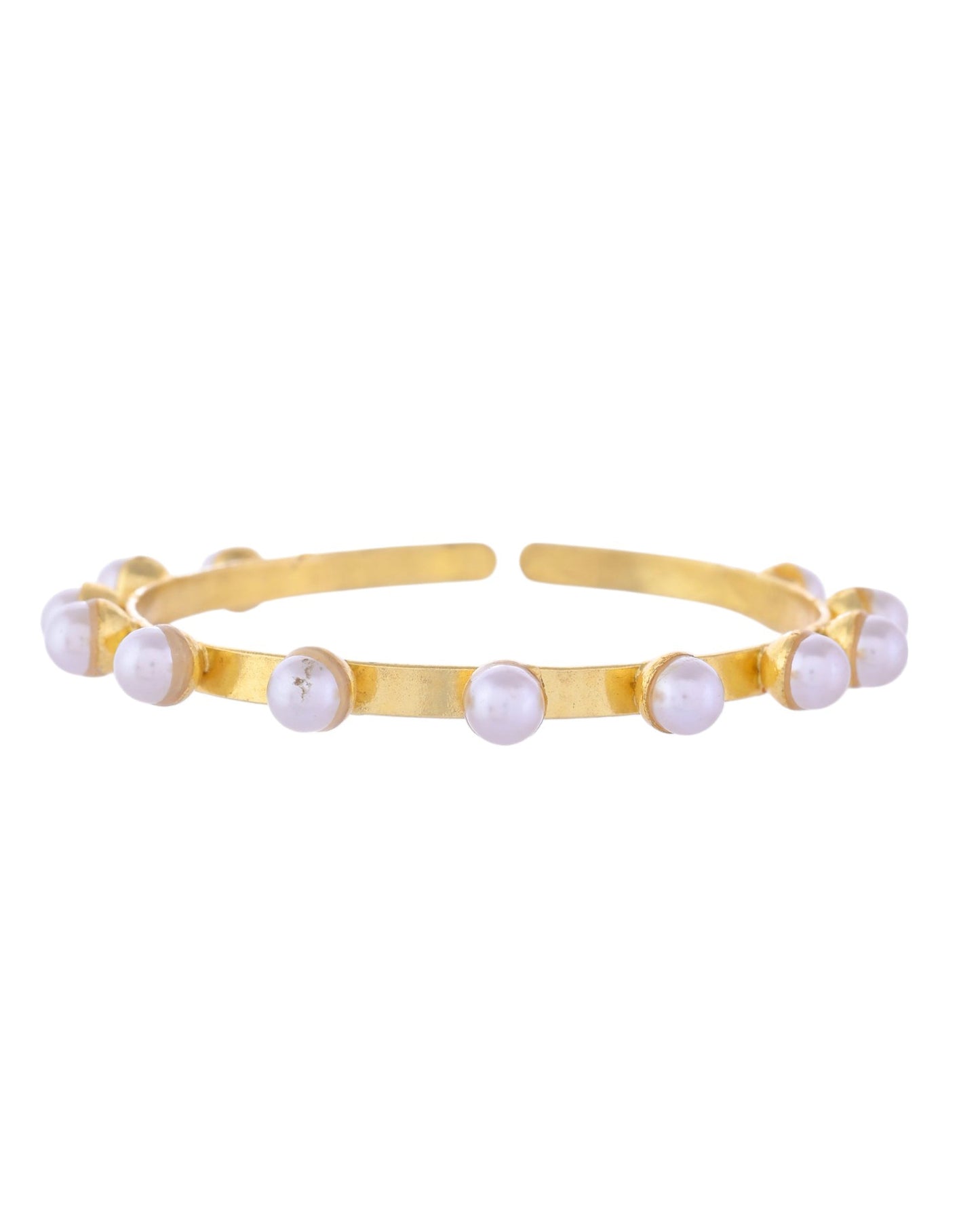 VOJ Gold-Polished Pearl Studded Kada Barcelet - Swadesiicart