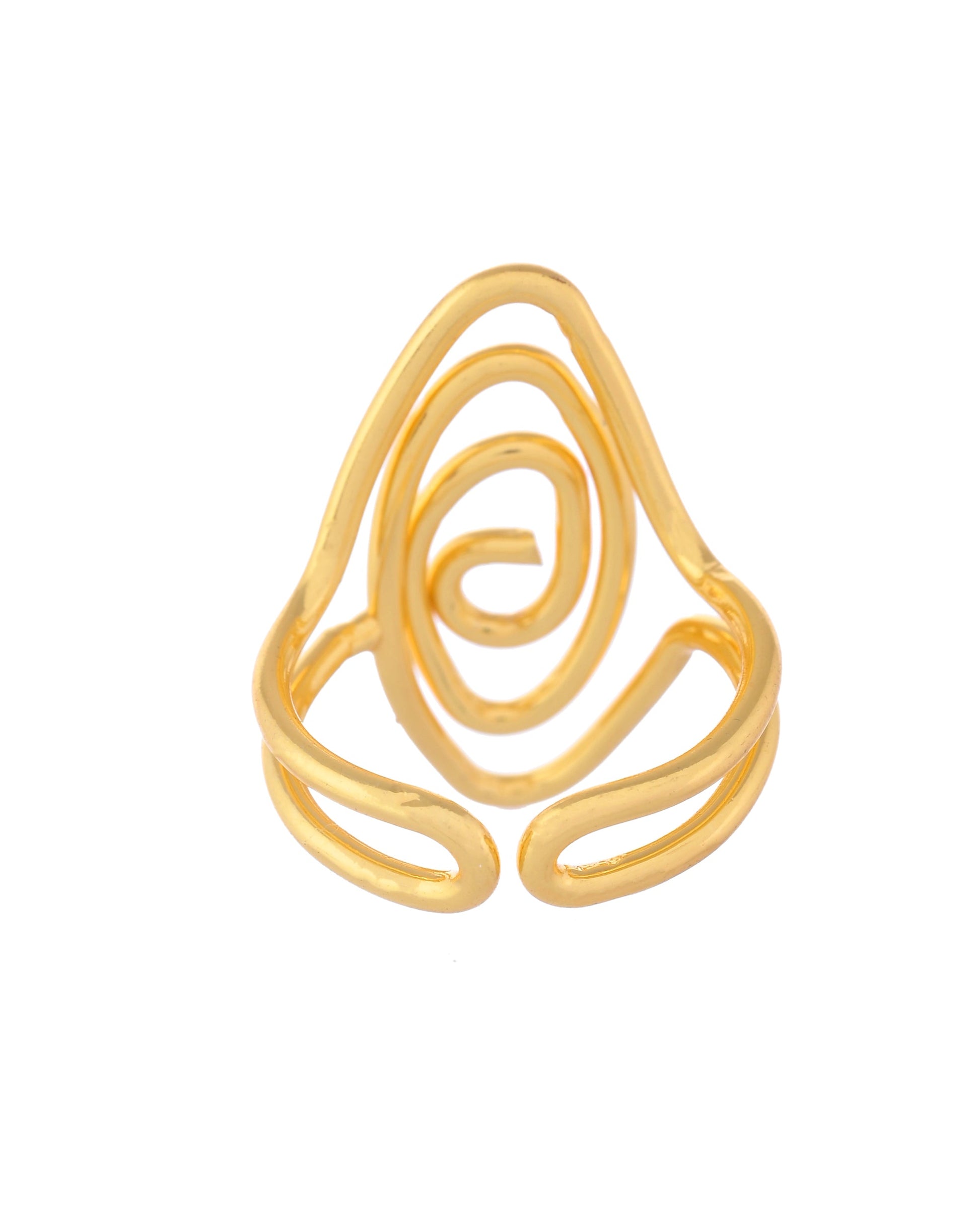 VOJ Gold-Polished Anti Tarnish Textured Finger Ring - Swadesiicart