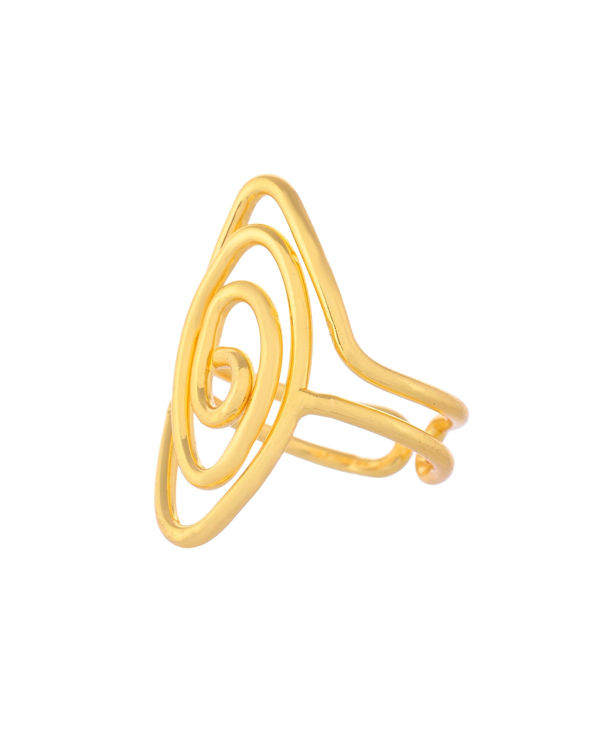 VOJ Gold-Polished Anti Tarnish Textured Finger Ring - Swadesiicart