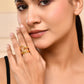 VOJ Gold-Polished Designer Anti Tarnish Finger Ring - Swadesiicart