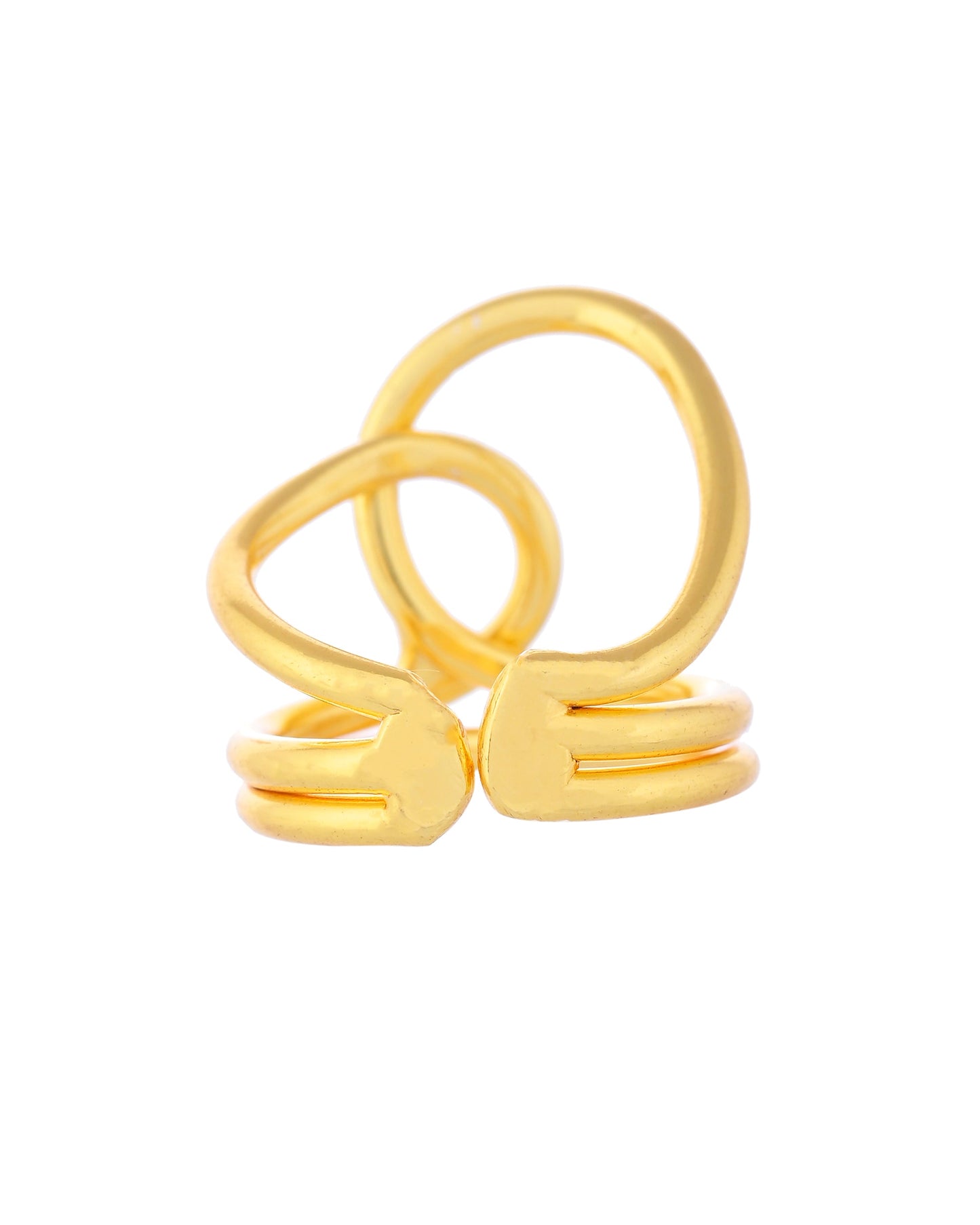 VOJ Gold-Polished Designer Anti Tarnish Finger Ring - Swadesiicart
