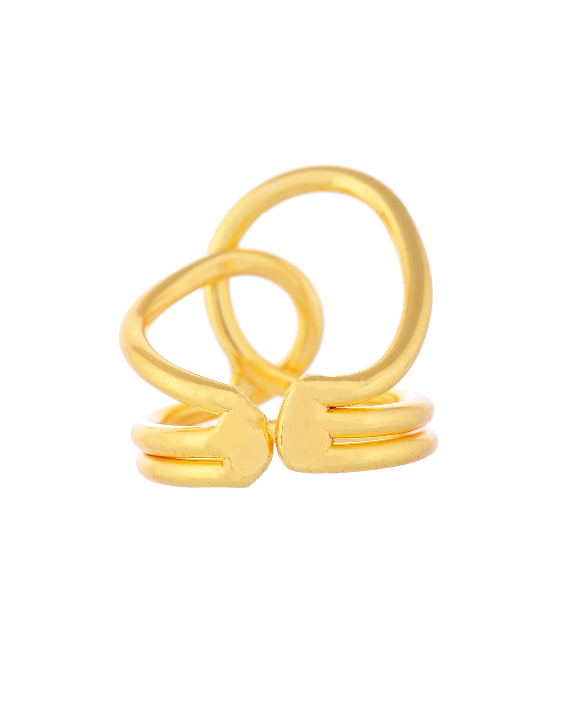 VOJ Gold-Polished Designer Anti Tarnish Finger Ring - Swadesiicart