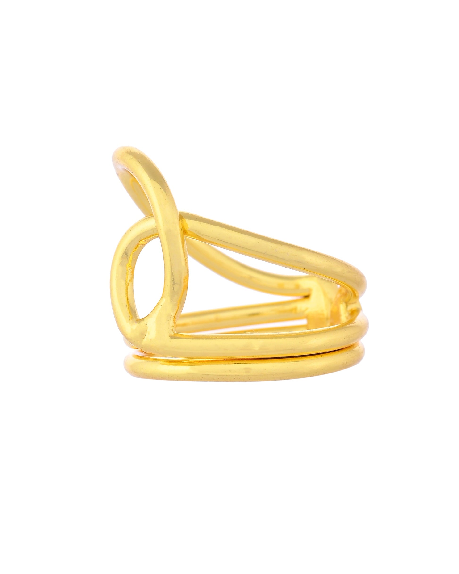 VOJ Gold-Polished Designer Anti Tarnish Finger Ring - Swadesiicart