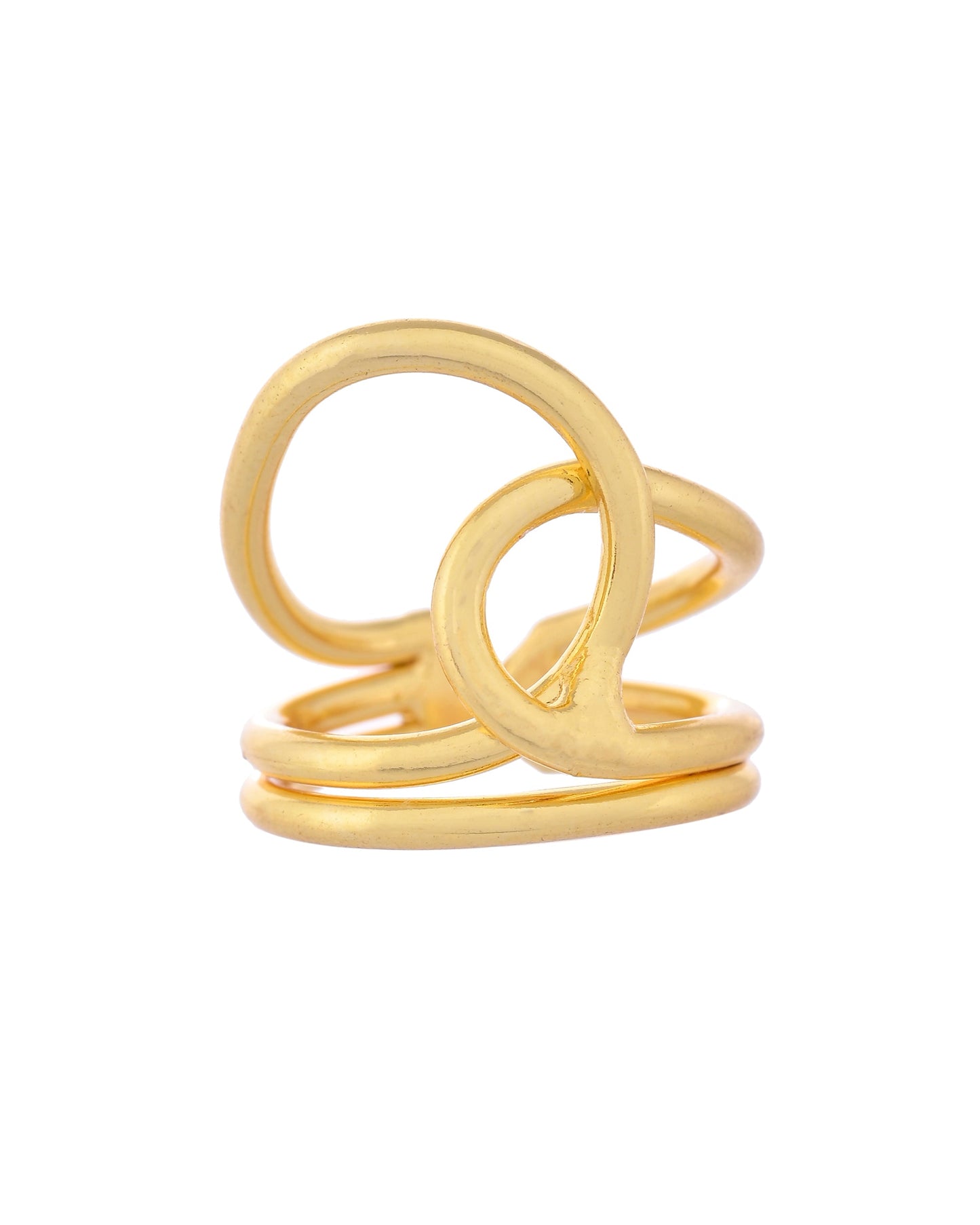 VOJ Gold-Polished Designer Anti Tarnish Finger Ring - Swadesiicart