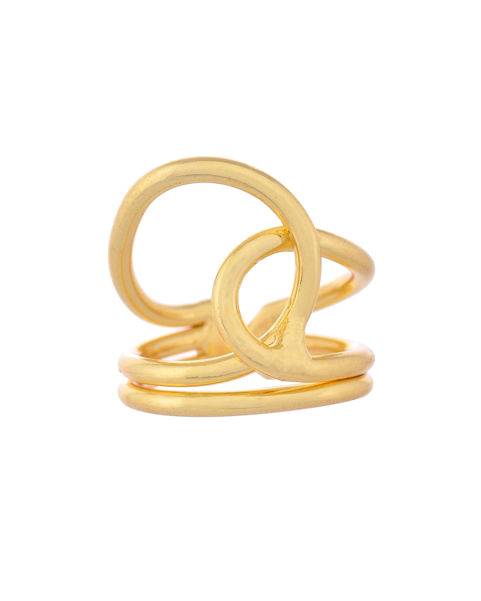 VOJ Gold-Polished Designer Anti Tarnish Finger Ring - Swadesiicart