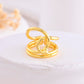 VOJ Gold-Polished Designer Anti Tarnish Finger Ring - Swadesiicart