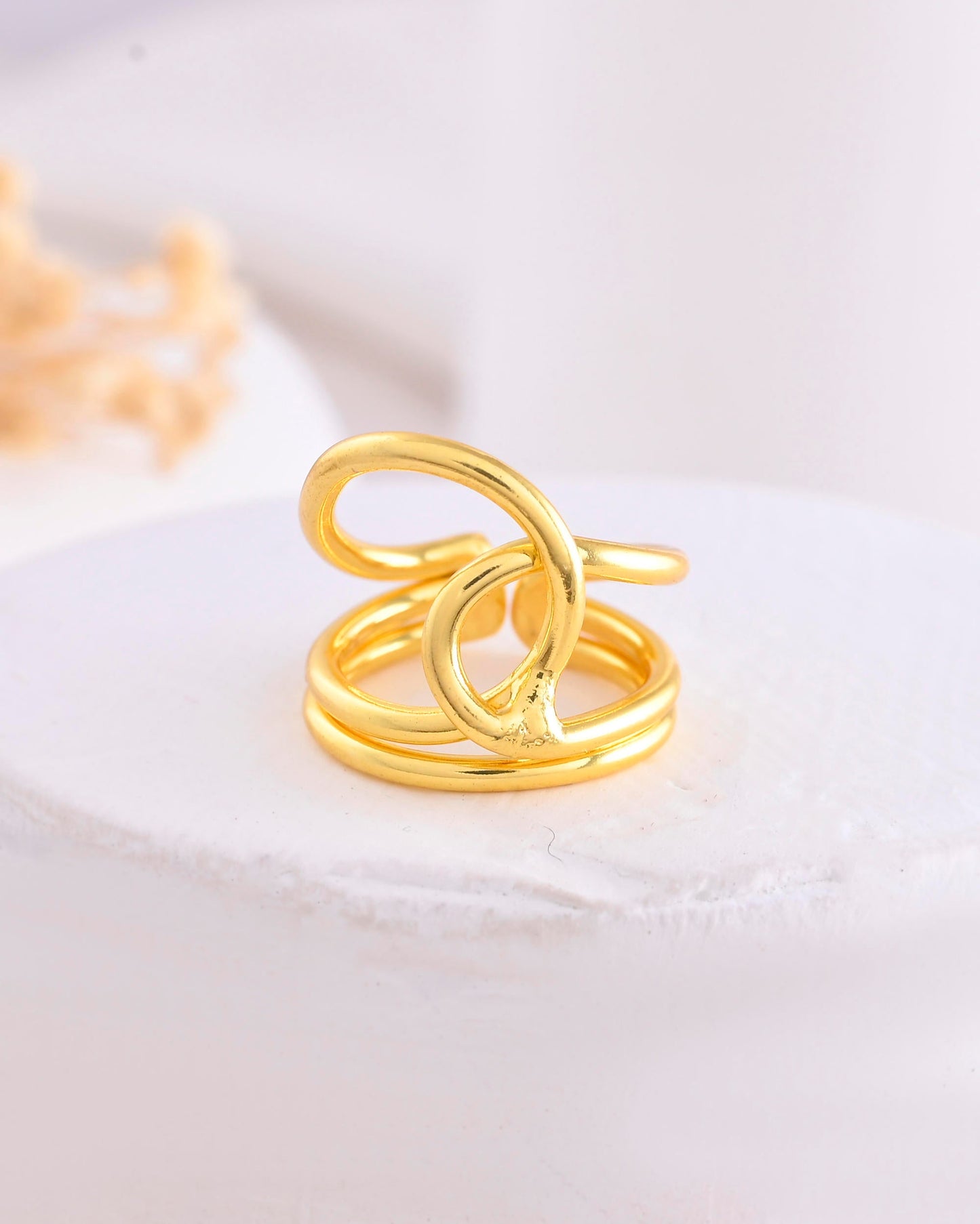 VOJ Gold-Polished Designer Anti Tarnish Finger Ring - Swadesiicart