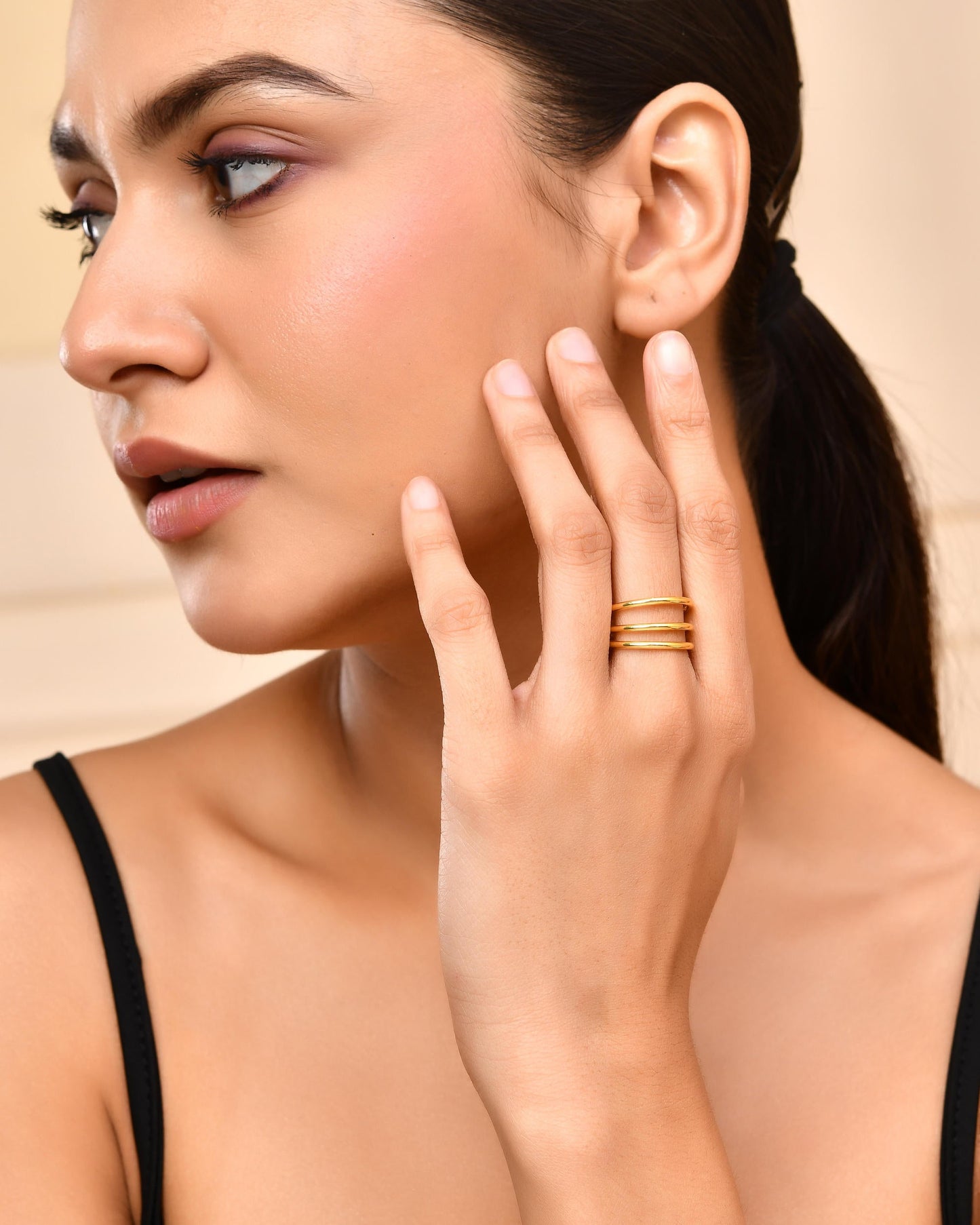 VOJ Gold-Polished Antitarnish Muti Layer Finger Ring - Swadesiicart