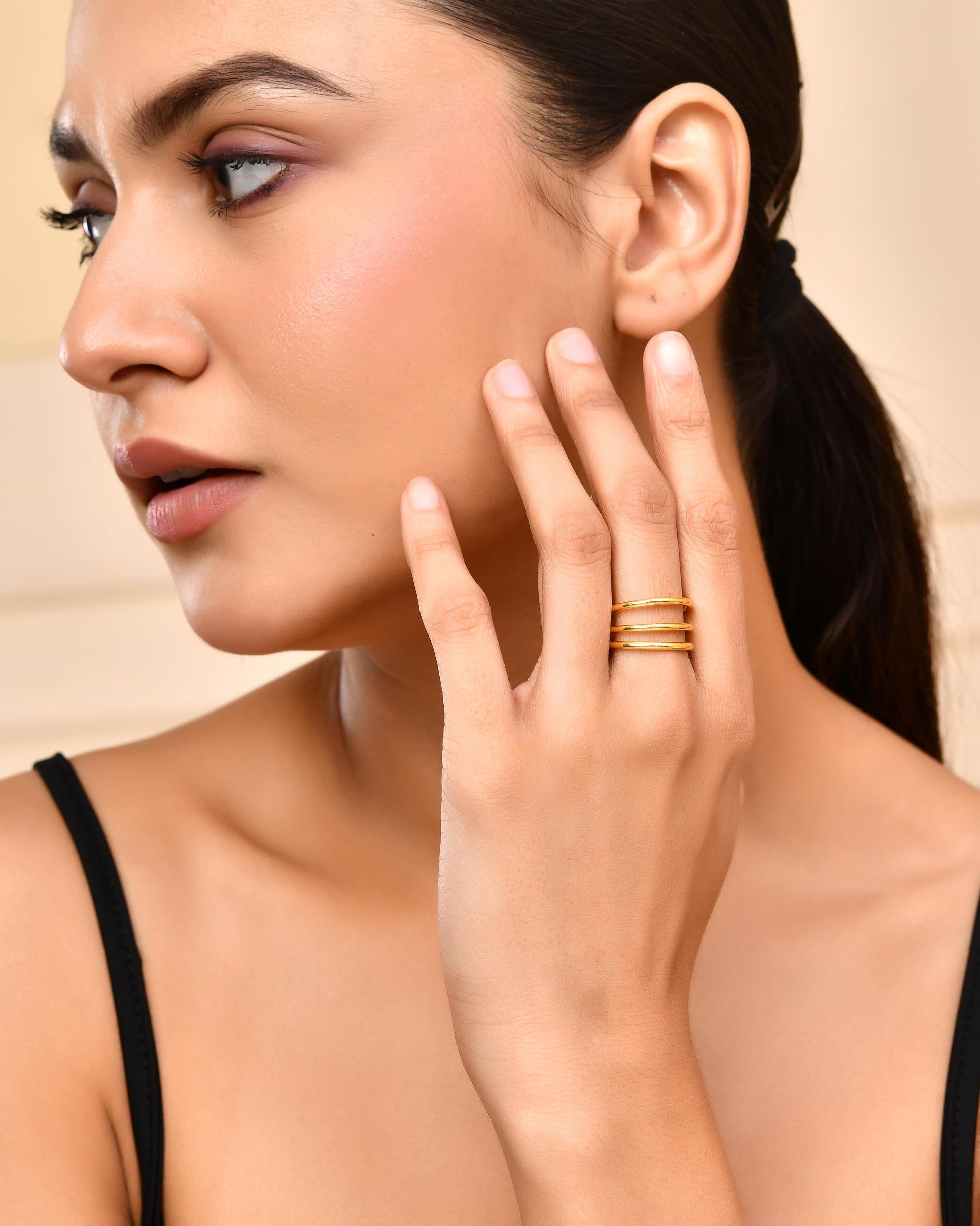 VOJ Gold-Polished Antitarnish Muti Layer Finger Ring - Swadesiicart