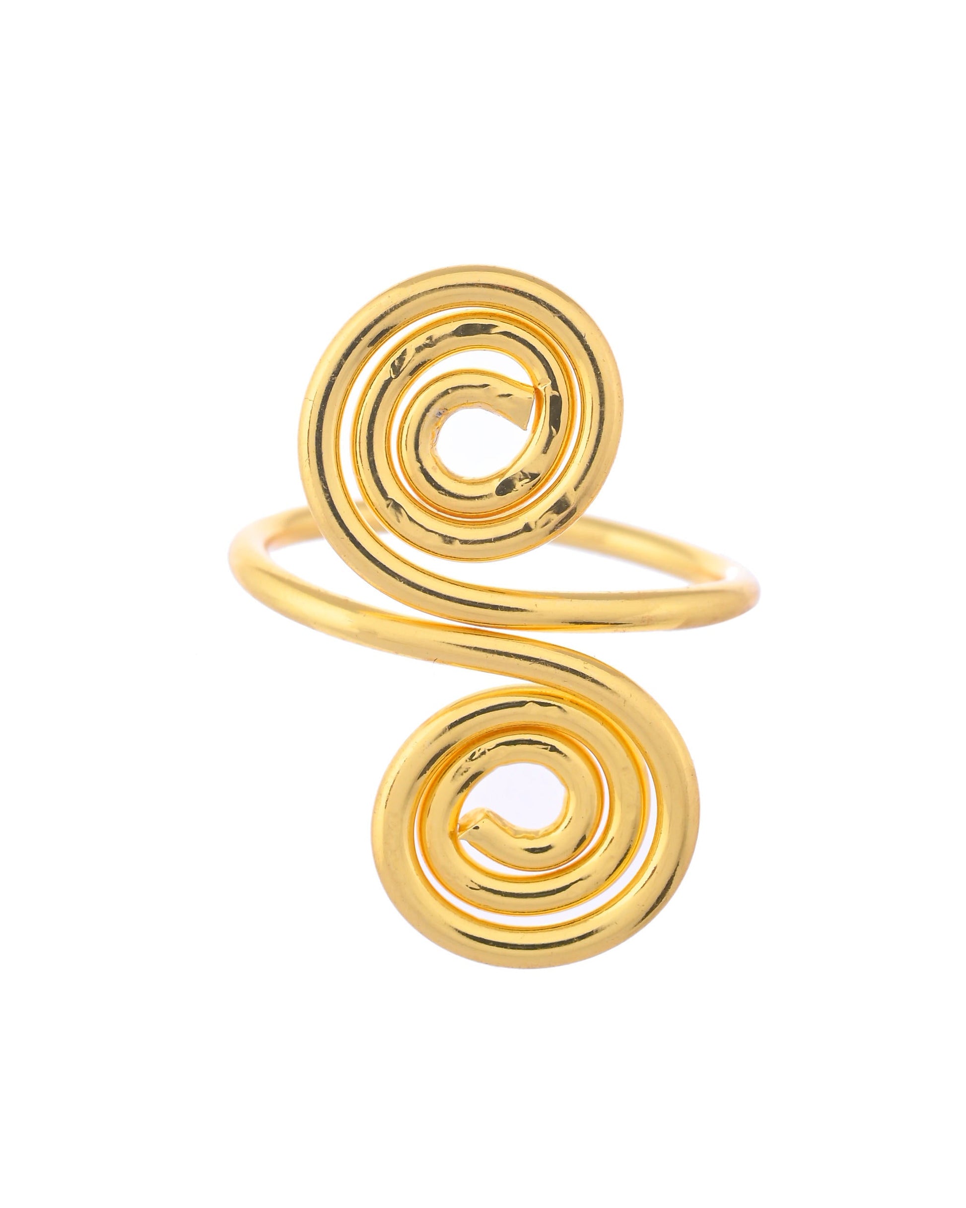VOJ Gold-Polished Circular Designed Anti Tarnish Finger Ring - Swadesiicart