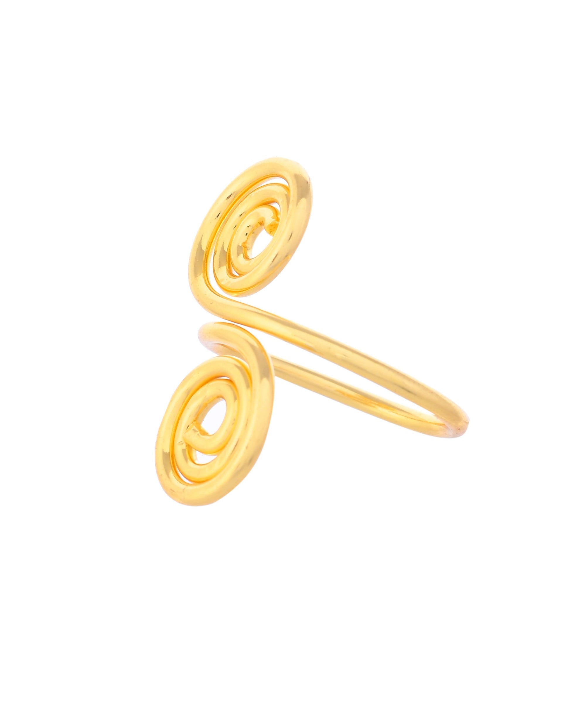 VOJ Gold-Polished Circular Designed Anti Tarnish Finger Ring - Swadesiicart