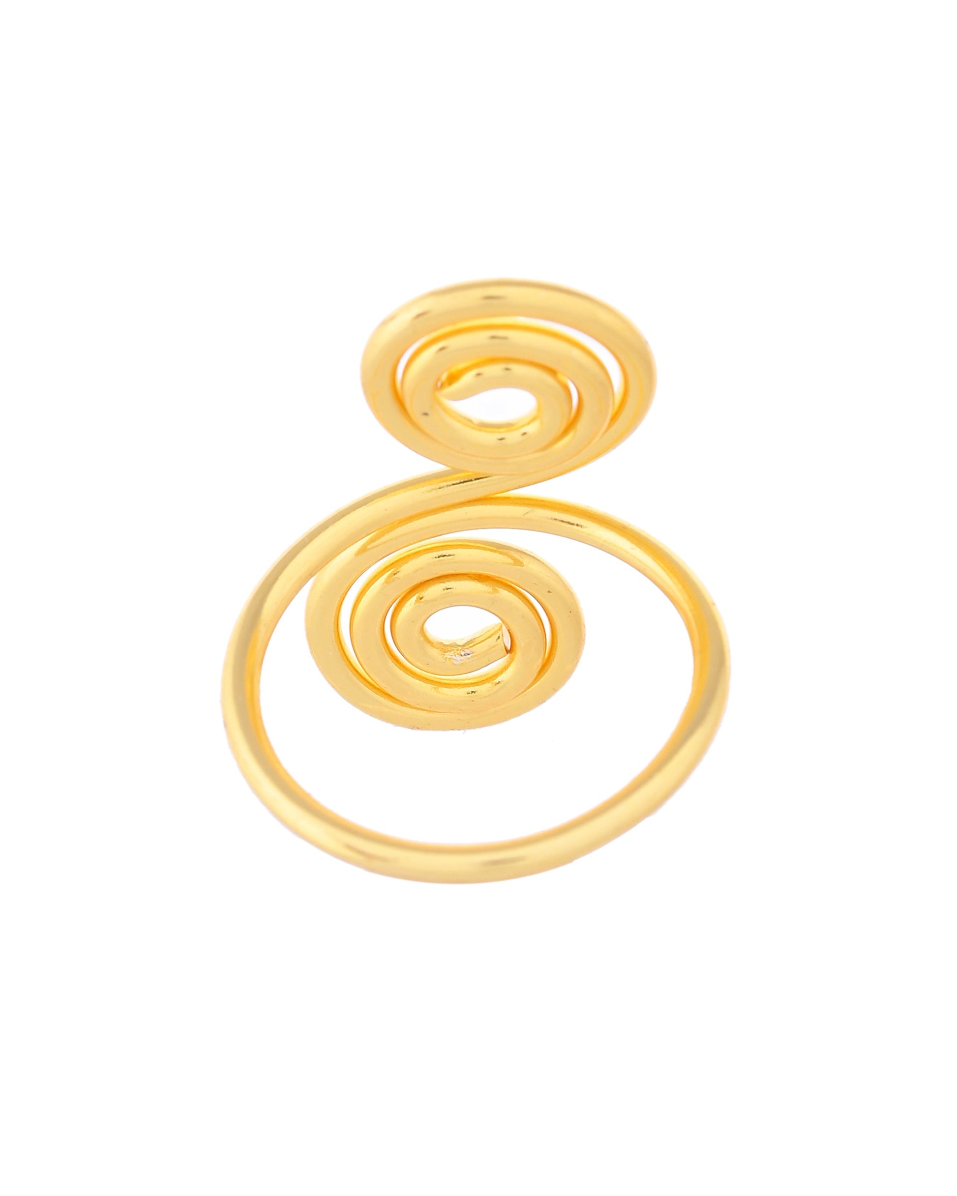 VOJ Gold-Polished Circular Designed Anti Tarnish Finger Ring - Swadesiicart