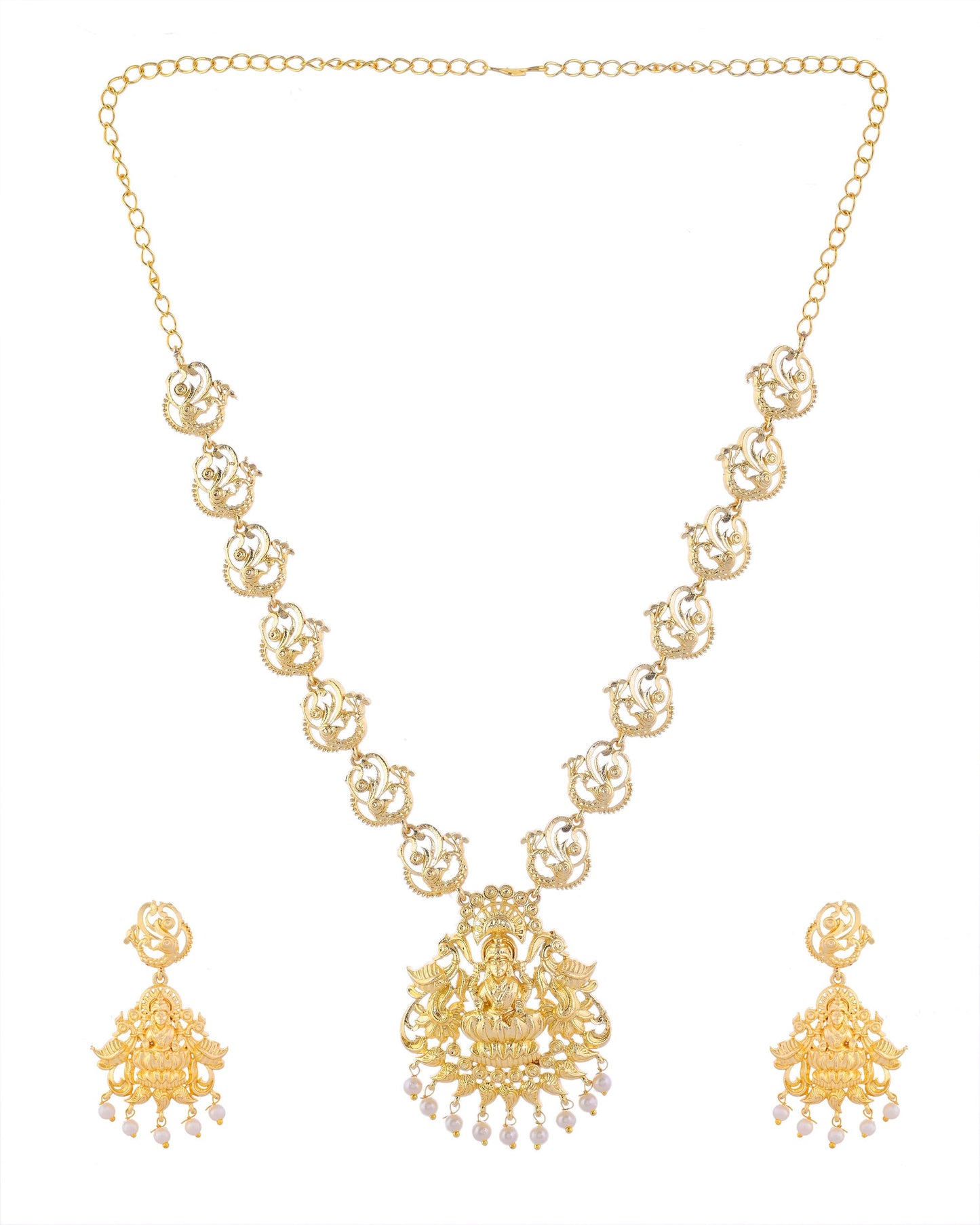 VOJ Gold-Polished Anti Tarnish Temple Jewellery Set - Swadesiicart
