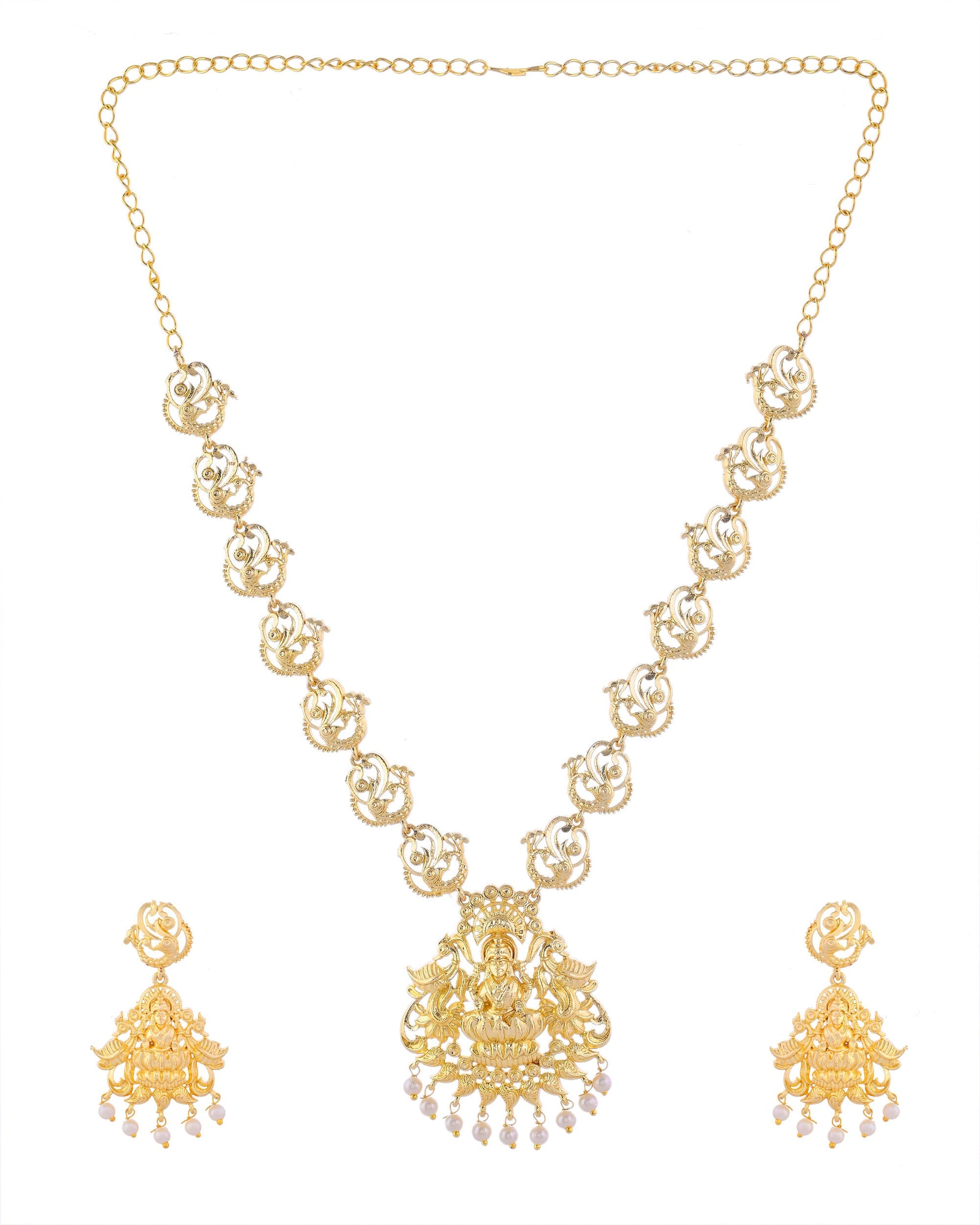 VOJ Gold-Polished Anti Tarnish Temple Jewellery Set - Swadesiicart