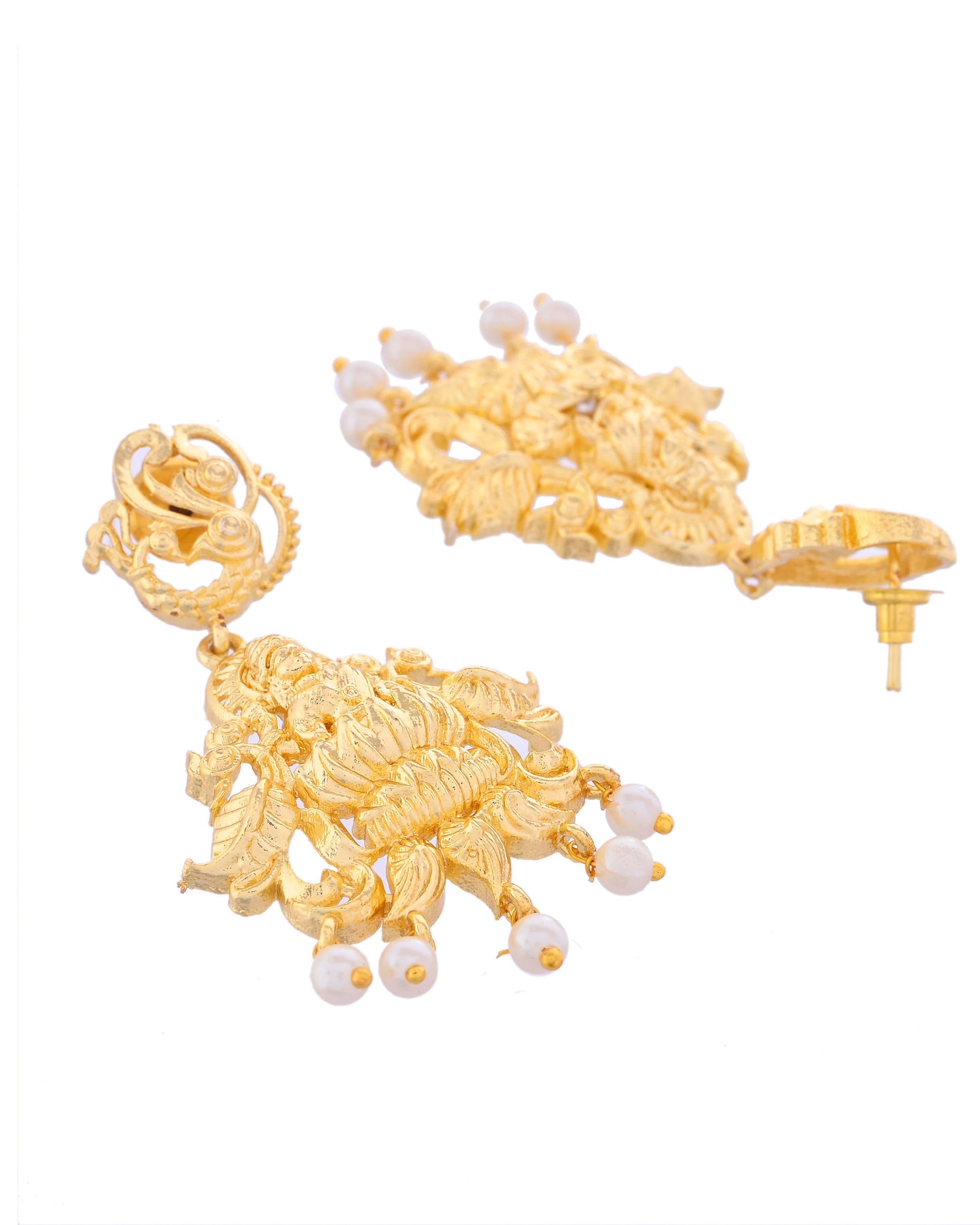 VOJ Gold-Polished Anti Tarnish Temple Jewellery Set - Swadesiicart