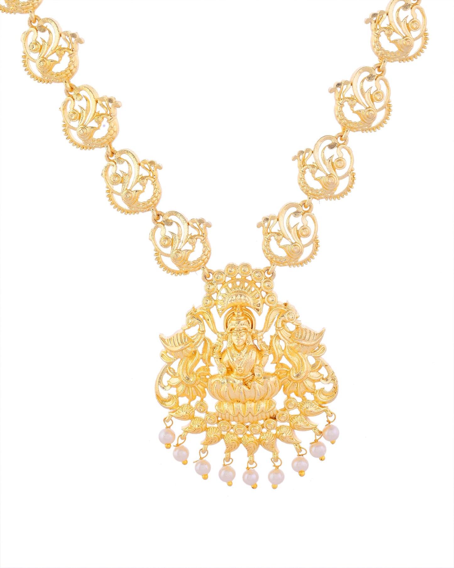 VOJ Gold-Polished Anti Tarnish Temple Jewellery Set - Swadesiicart