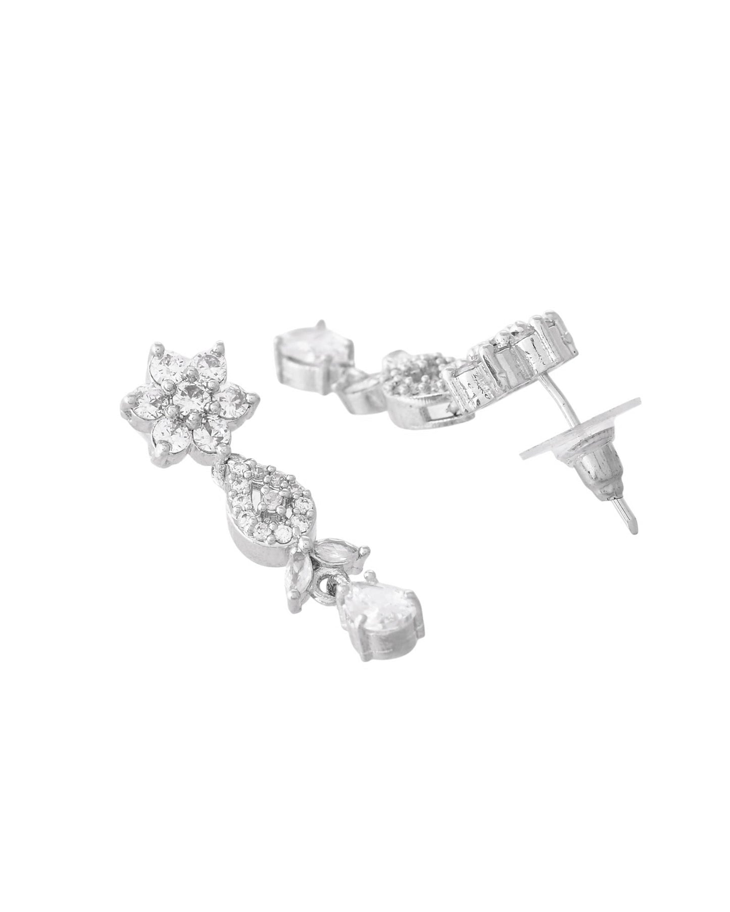 VOJ Silver Plated AD Studded Classic Jewellery Set - Swadesiicart