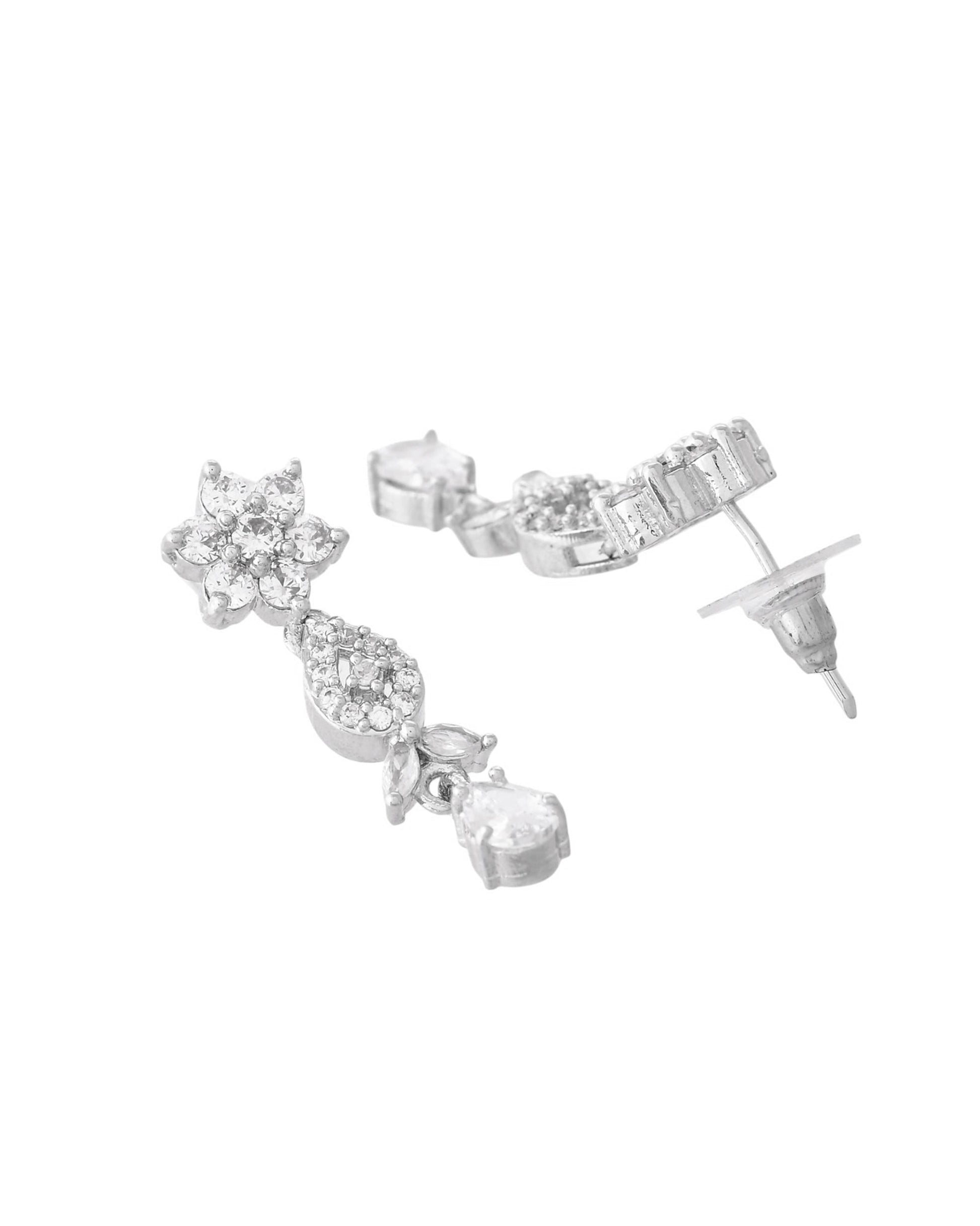 VOJ Silver Plated AD Studded Classic Jewellery Set - Swadesiicart