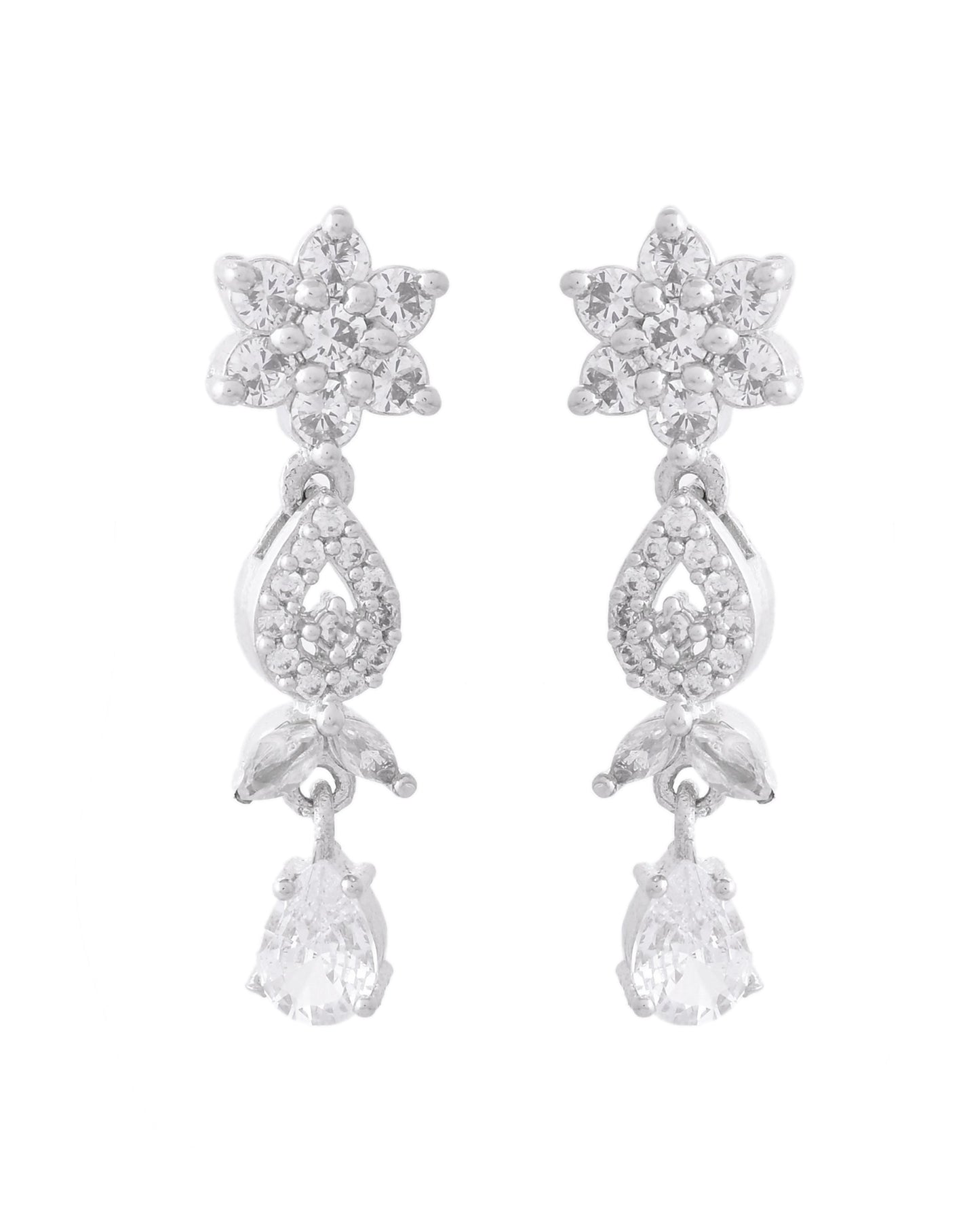 VOJ Silver Plated AD Studded Classic Jewellery Set - Swadesiicart