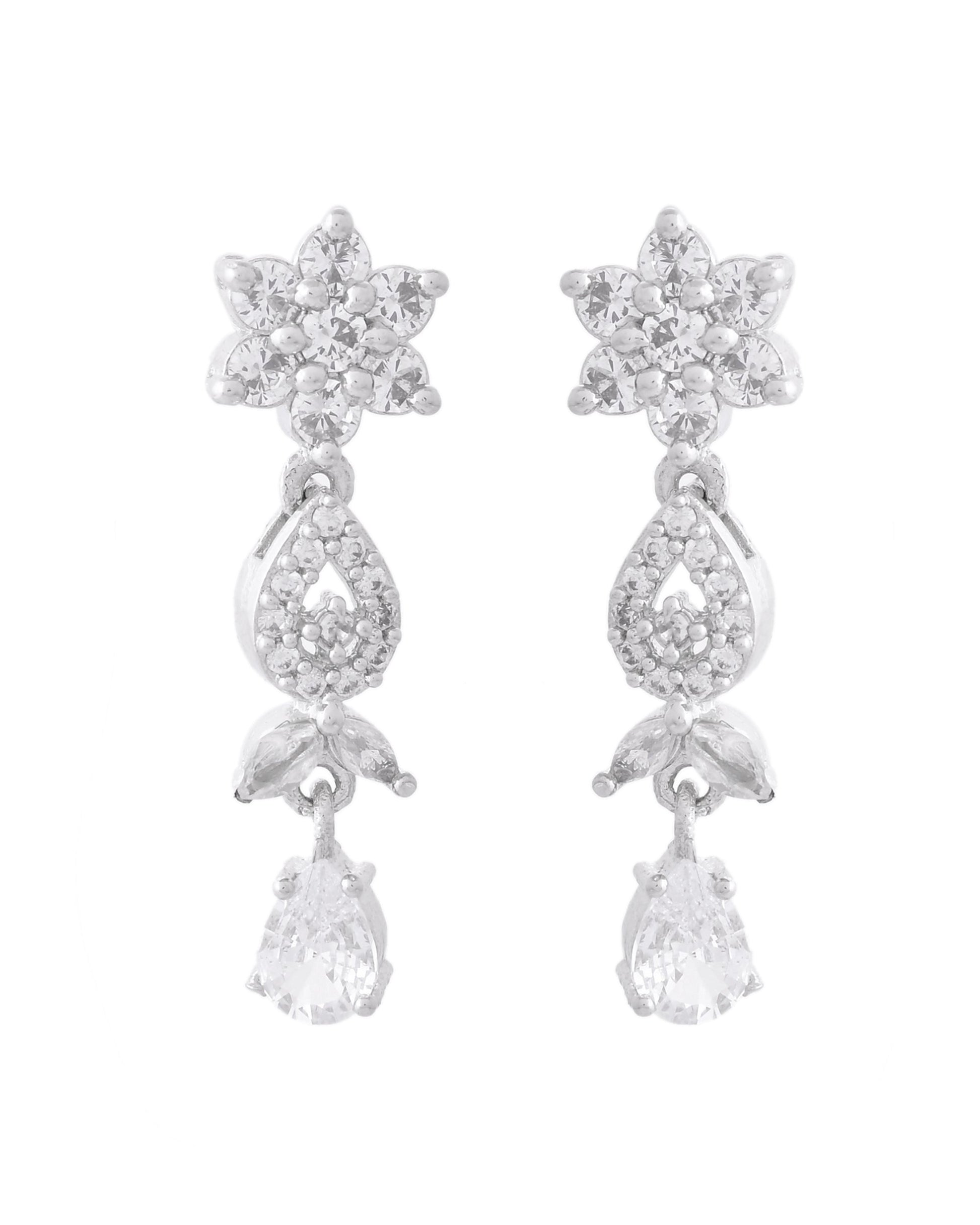 VOJ Silver Plated AD Studded Classic Jewellery Set - Swadesiicart