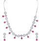 VOJ Silver Plated AD Studded Circular Shape Jewellery Set - Swadesiicart