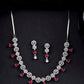 VOJ Silver Plated AD Studded Circular Shape Jewellery Set - Swadesiicart