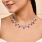 VOJ Silver Plated White And Marron AD Studded Circular Shape Jewellery Set - Swadesiicart