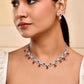 VOJ Silver Plated White And Marron AD Studded Circular Shape Jewellery Set - Swadesiicart