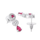 VOJ Silver Plated White And Marron AD Studded Circular Shape Jewellery Set - Swadesiicart