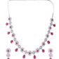 VOJ Silver Plated White And Marron AD Studded Circular Shape Jewellery Set - Swadesiicart